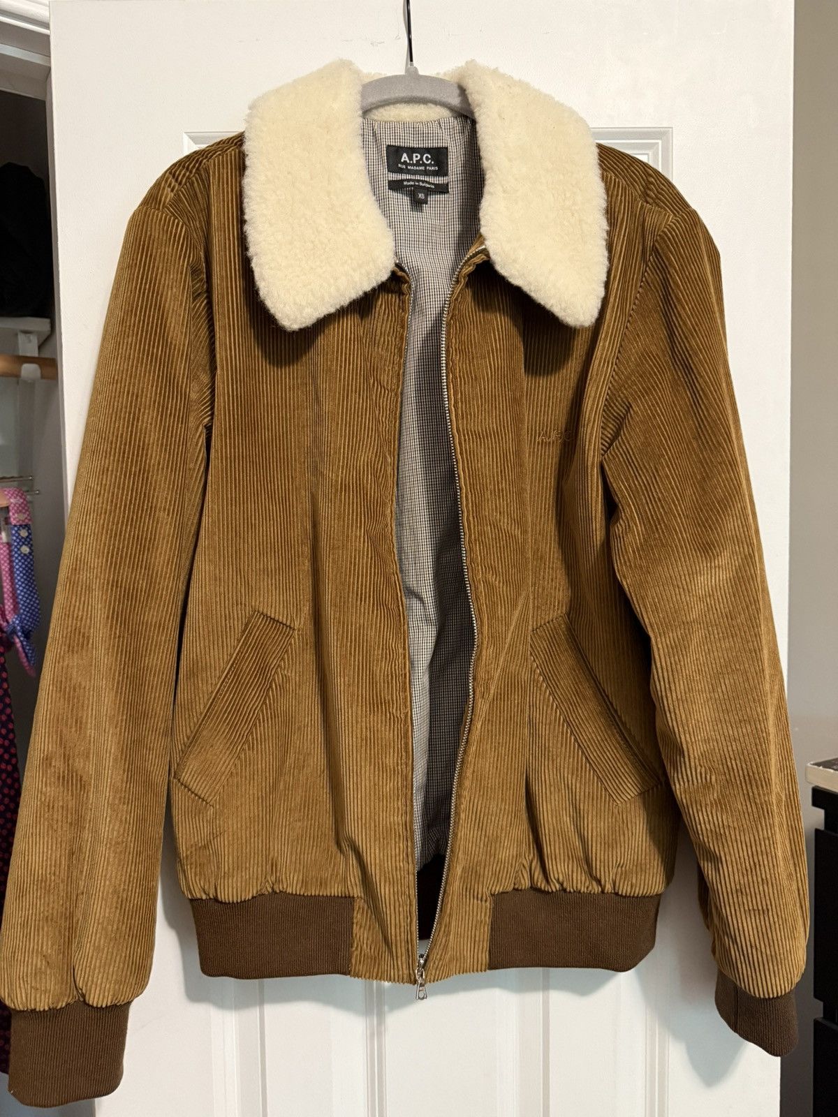 A.P.C. A.P.C. Corduroy Bomber Jacket with Genuine Shearling Collar Size US XS / EU 42 / 0 - 2 Thumbnail