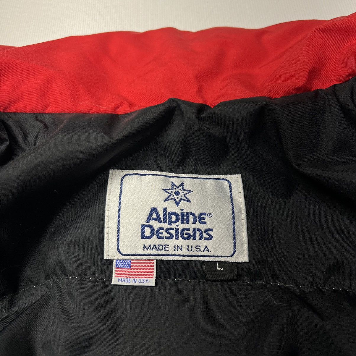 Vintage VTG Alpine Designs Jacket Red Black Goose Down Puffer Ski Size US L / EU 52-54 / 3 - 9 Thumbnail