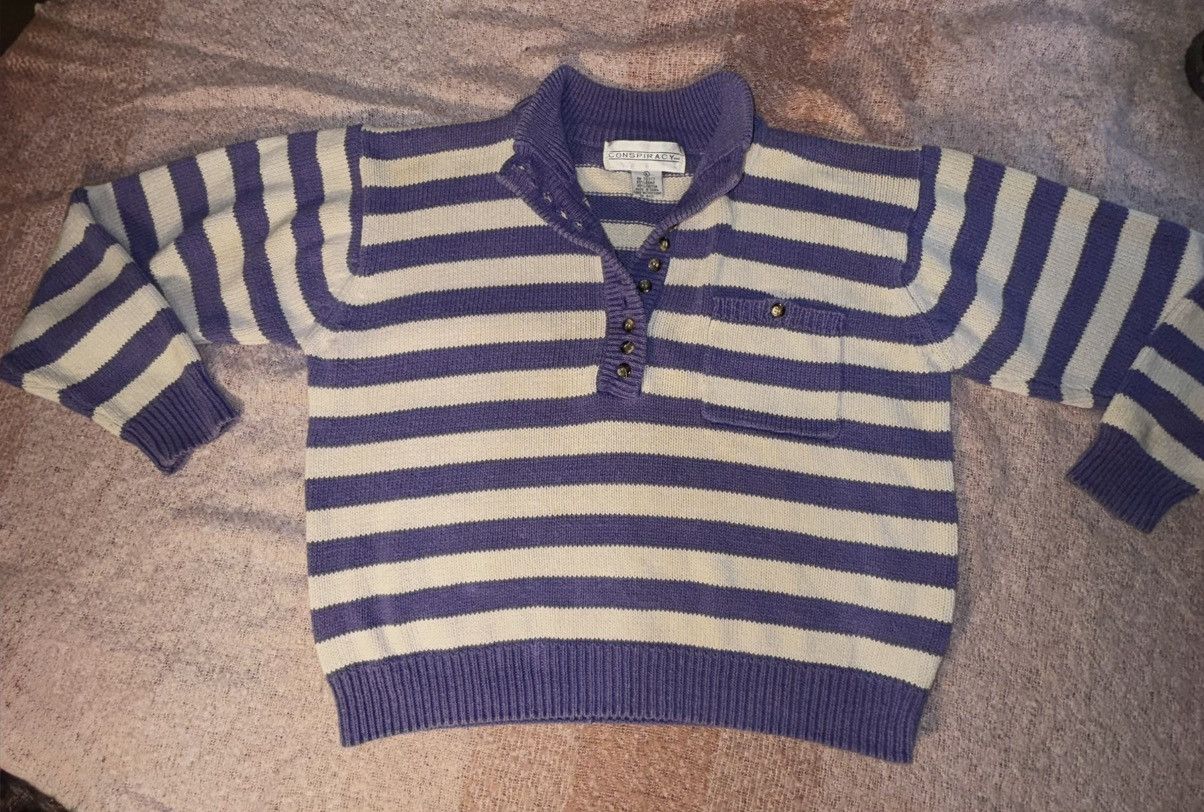 Other 80s Conspiracy Archive Shaker Knit Striped Mock Neck Purple Size L / US 10 / IT 46 - 15 Thumbnail