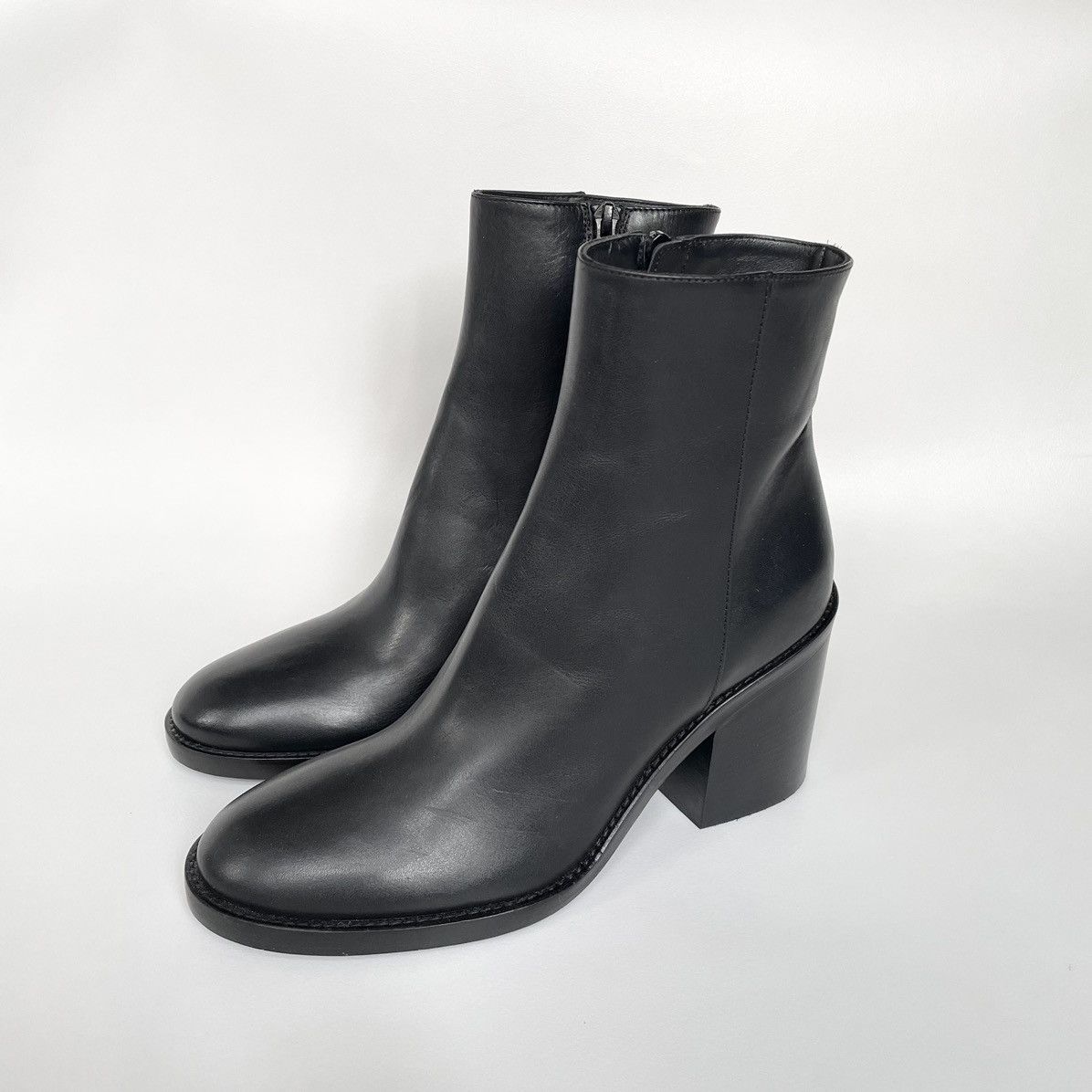 Ann Demeulemeester Black Leather Heeled Boots Size US 10 / IT 40 - 2 Thumbnail