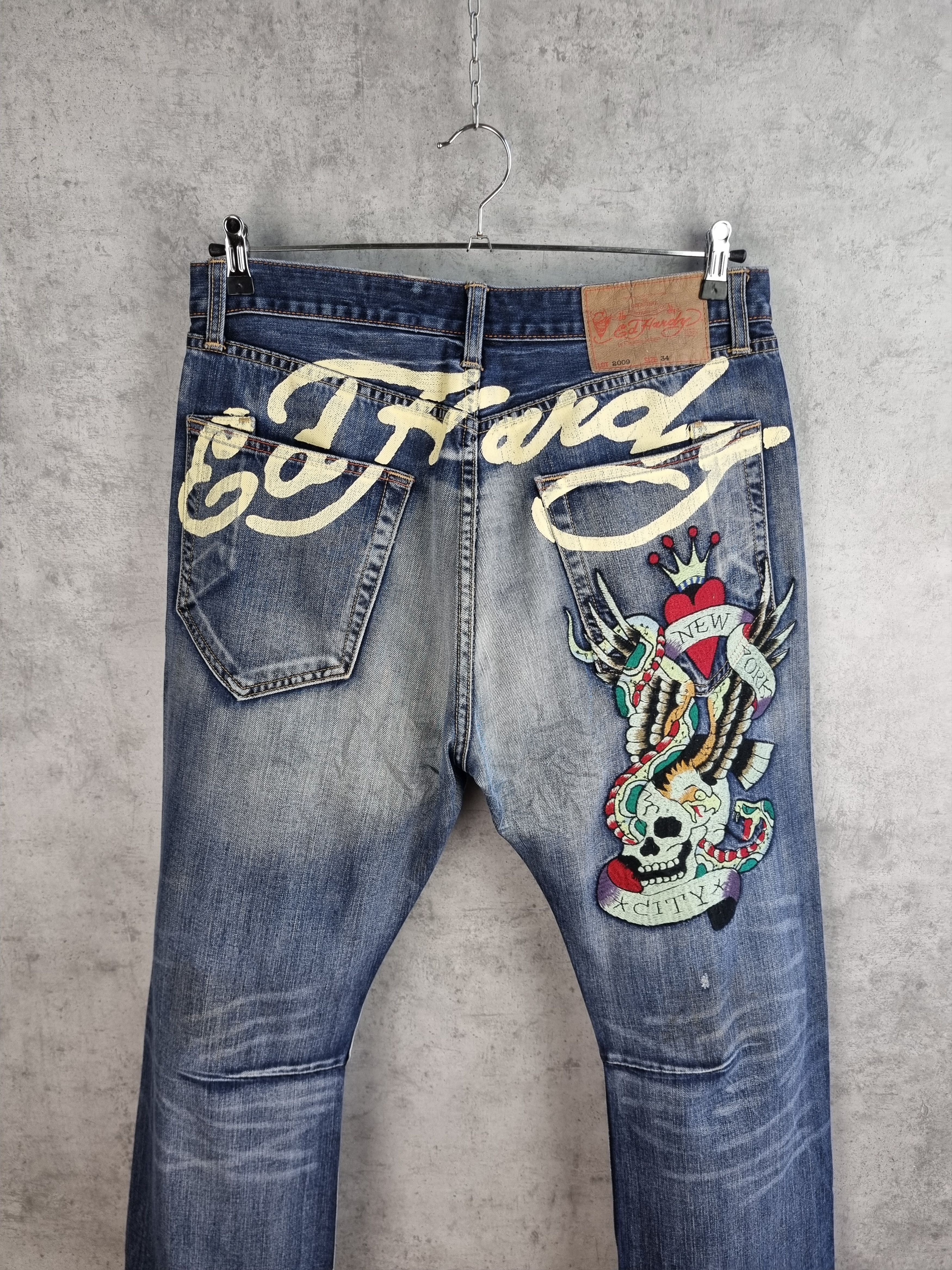 Christian Audigier Ed Hardy by Christian Audigier Embroidered Denim Jeans Size US 34 / EU 50 - 5 Thumbnail
