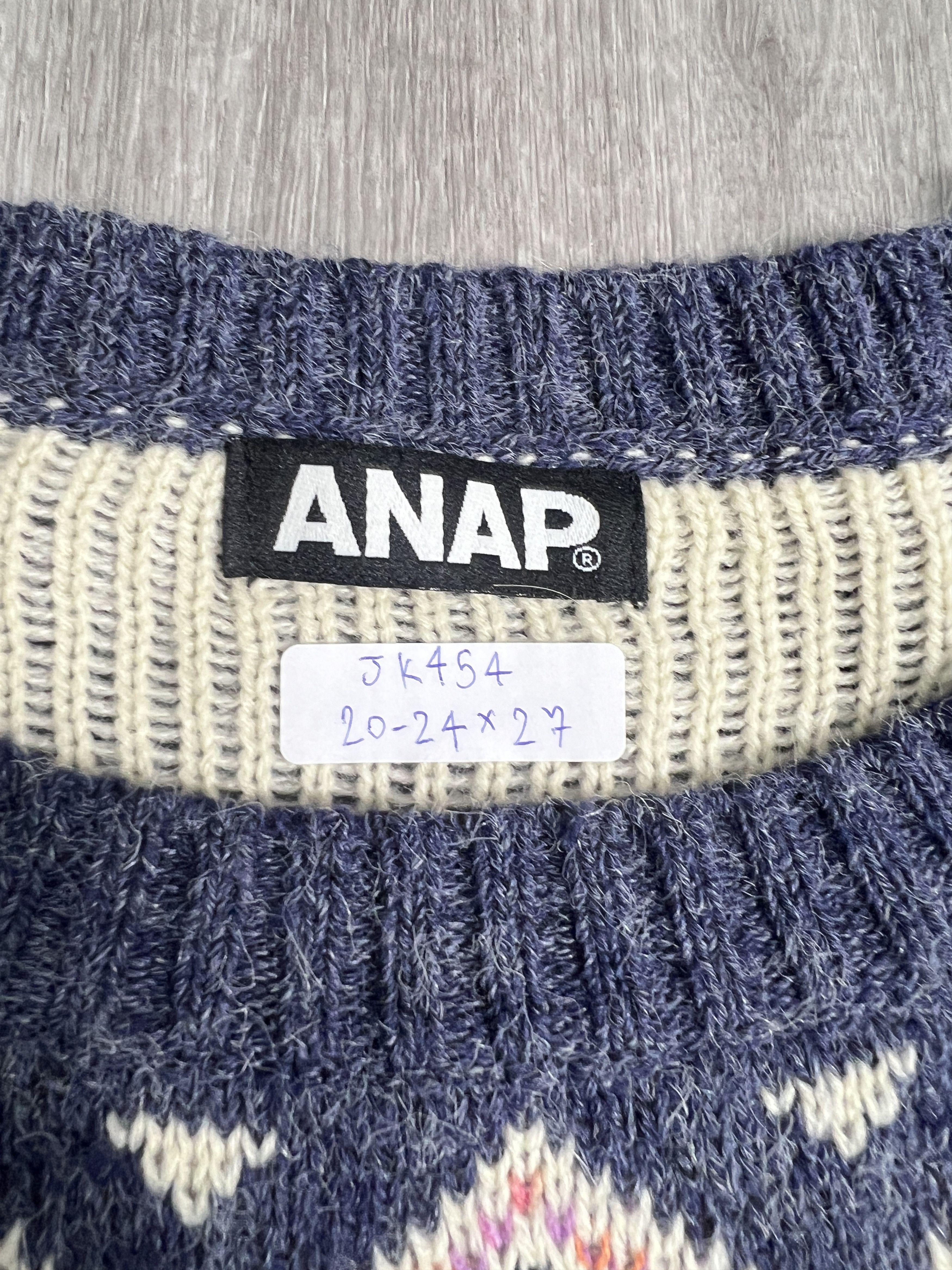 Japanese Brand ANAP Argyle Knit Sweater (F) JK454 Size ONE SIZE - 3 Thumbnail
