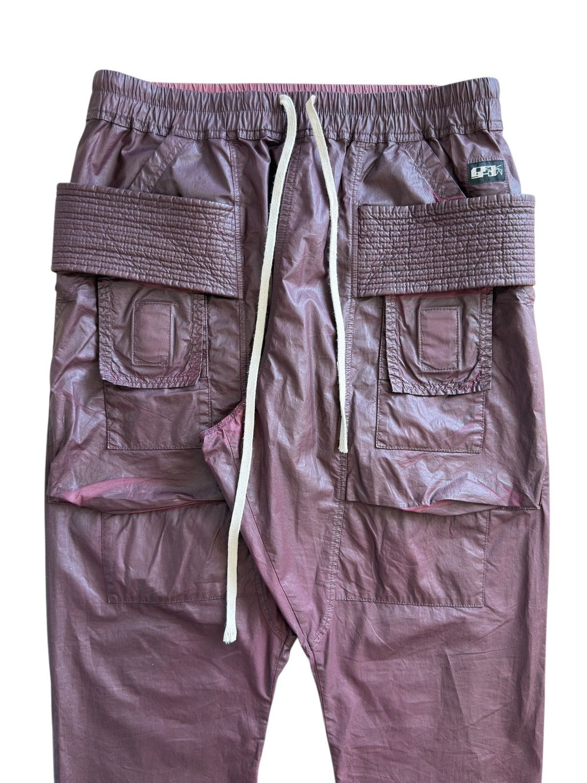 Rick Owens Drkshdw Rick Owens Dark Cherry Waxed DRKSHDW Creatch Cargo Pant FW21 Size US 34 / EU 50 - 5 Thumbnail