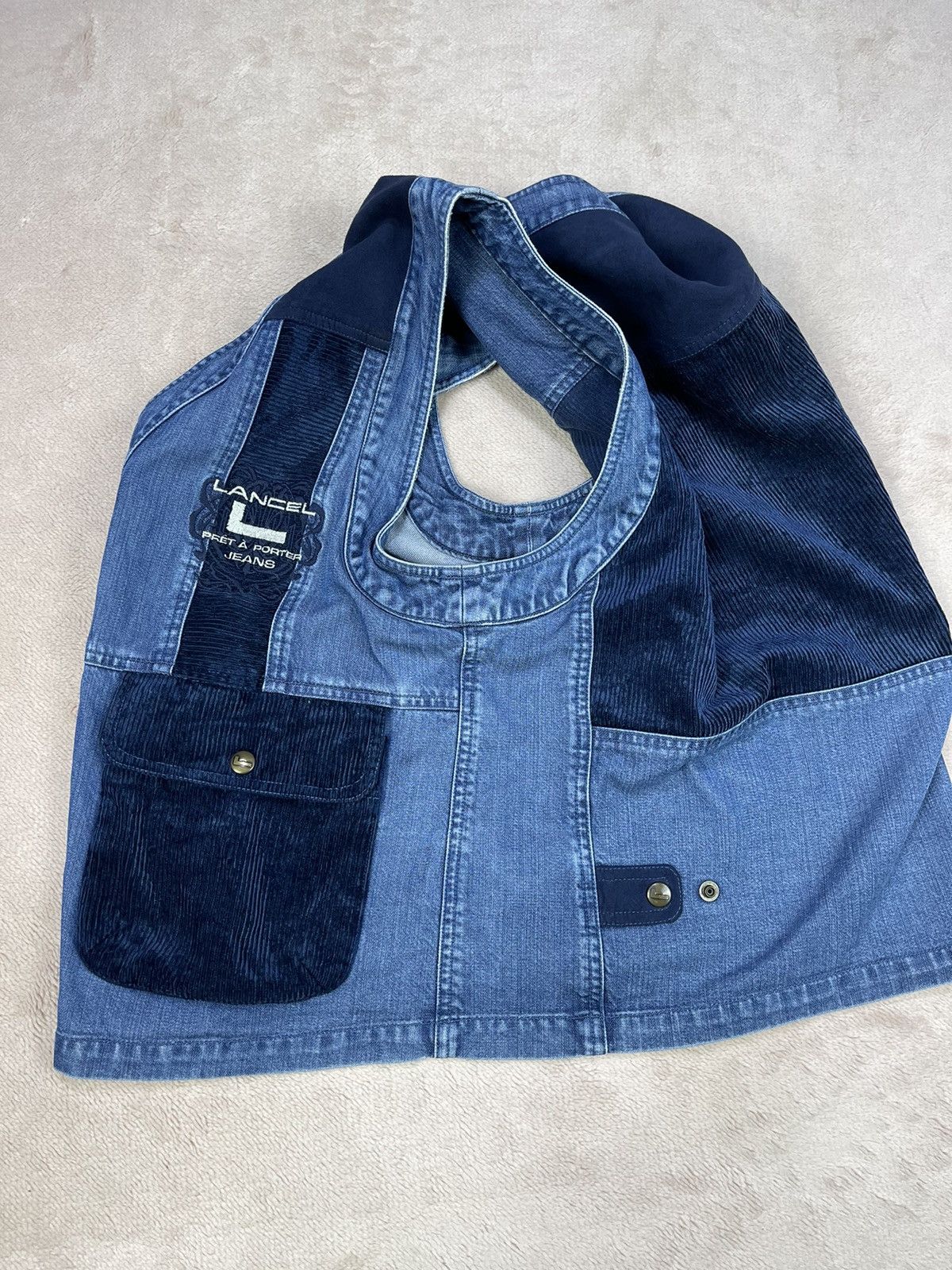 Lancel Vintage LANCEL Embroidered Logo Denim Vest Size US L / EU 52-54 / 3 - 7 Thumbnail