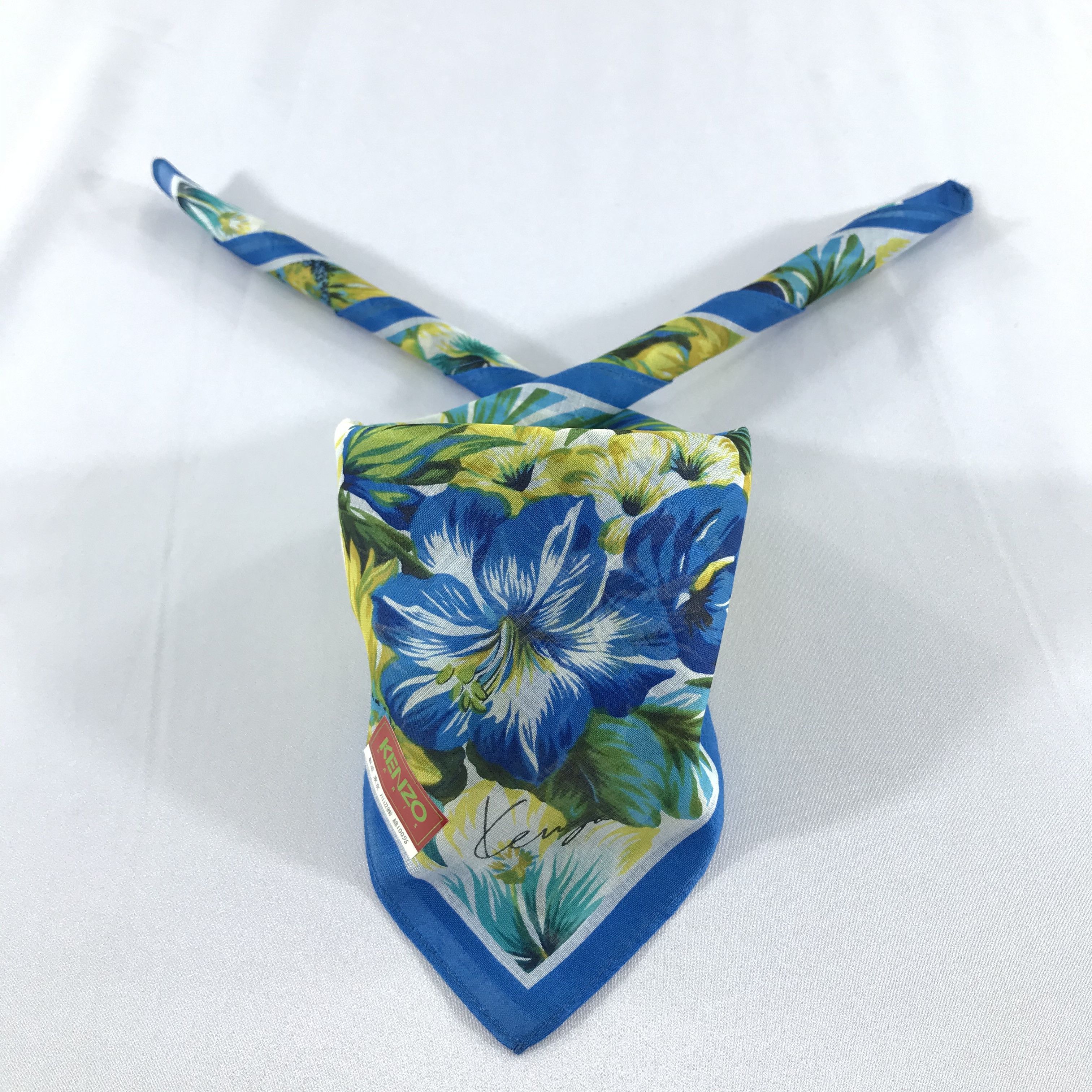 Kenzo Kenzo Blue Flower Handkerchief Neckerchief Bandana H667 Size ONE SIZE - 1 Thumbnail