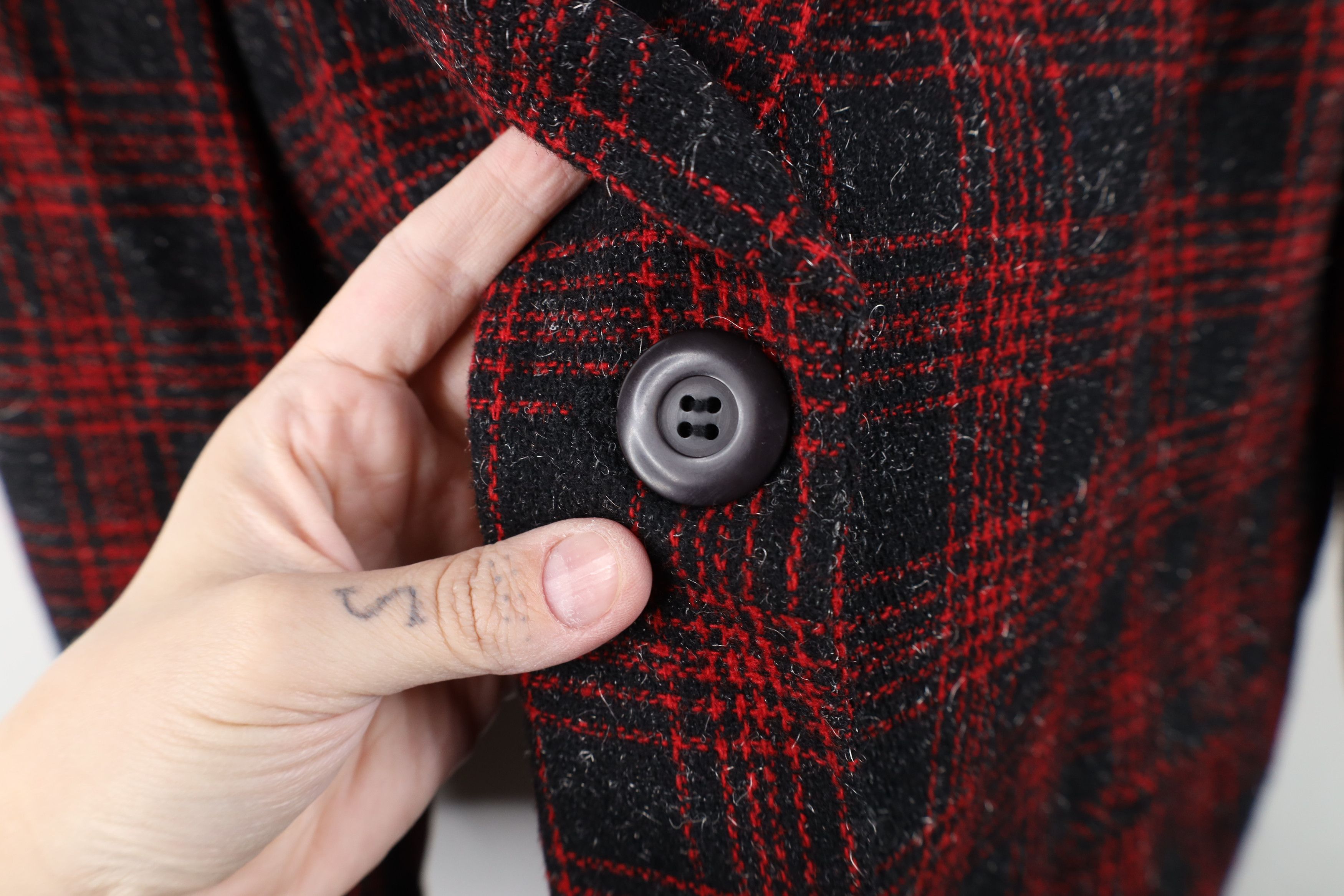 Vintage Vintage 90s Wool Tweed Suit Coat Blazer Jacket Red Plaid Size XXL / US 16-18 / IT 52-54 - 5 Thumbnail
