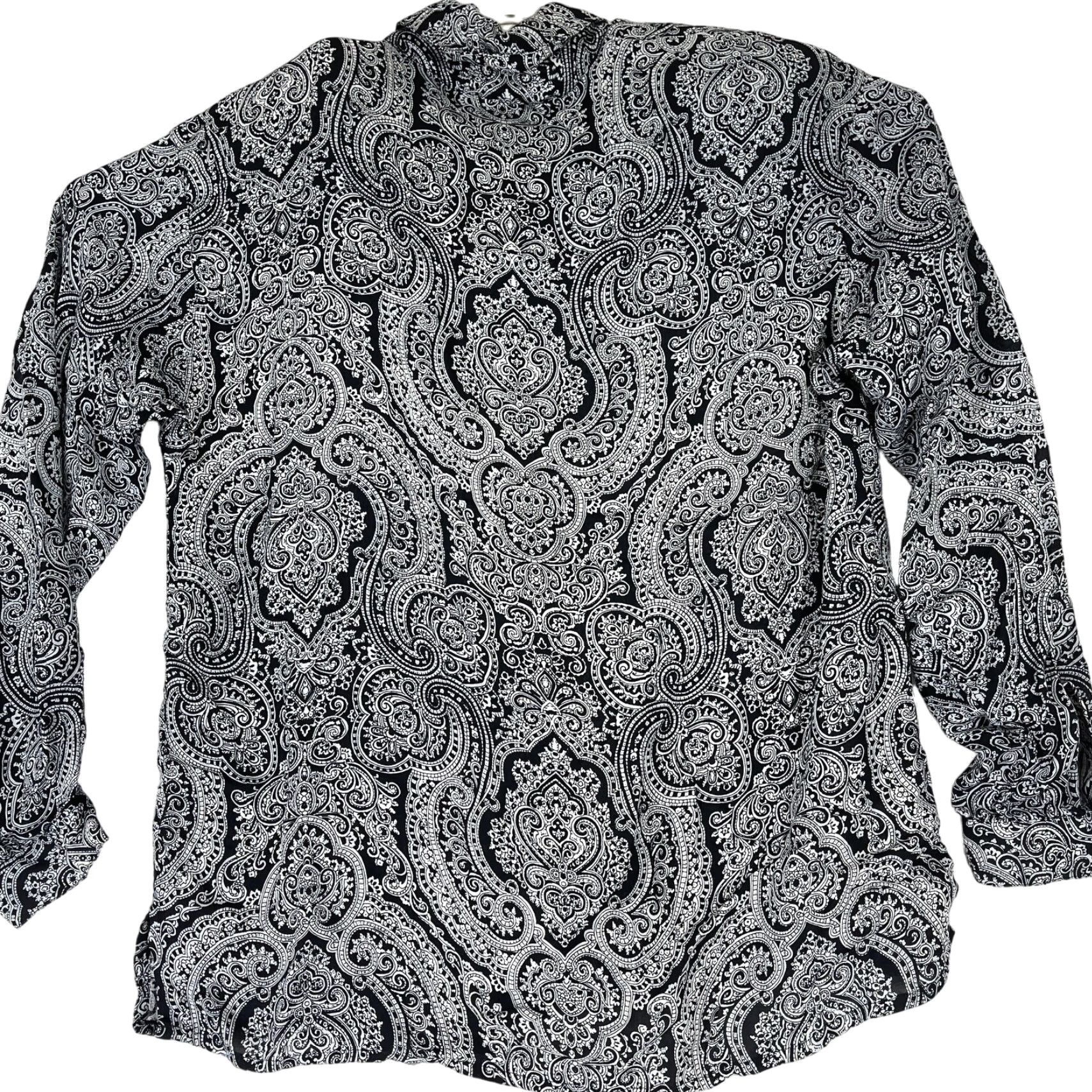 Liz Claiborne VINTAGE Liz Claiborne Blouse Button Up 8 Black Paisley Long Sleeve Collar STAIN Womens Blouse Size M / US 6-8 / IT 42-44 - 4 Thumbnail