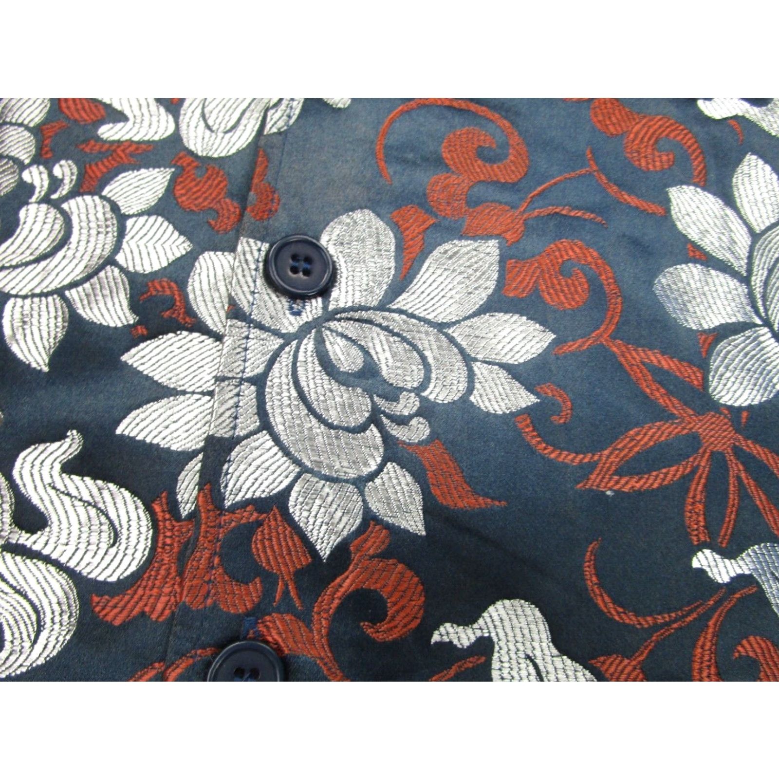Gloverall VINTAGE Kno Betta Shirt Blue Floral Flowers Metallic Satin y2k All Over mens M Size US M / EU 48-50 / 2 - 5 Thumbnail