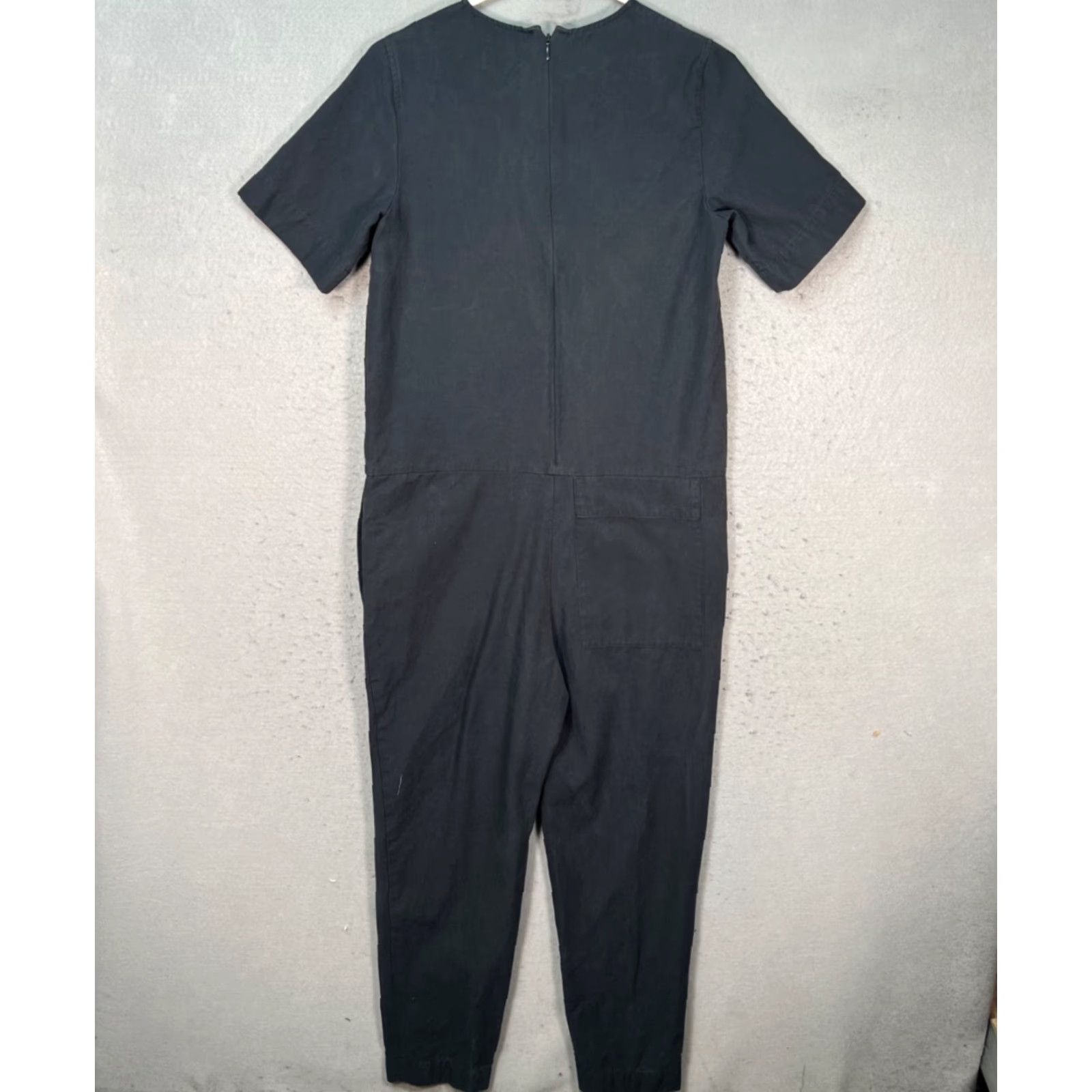 Cos COS Black Short Sleeve Jumpsuit Women Size 2 Cotton Lyocell Blend with Back Zip Size 26" / US 2 / IT 38 - 2 Thumbnail