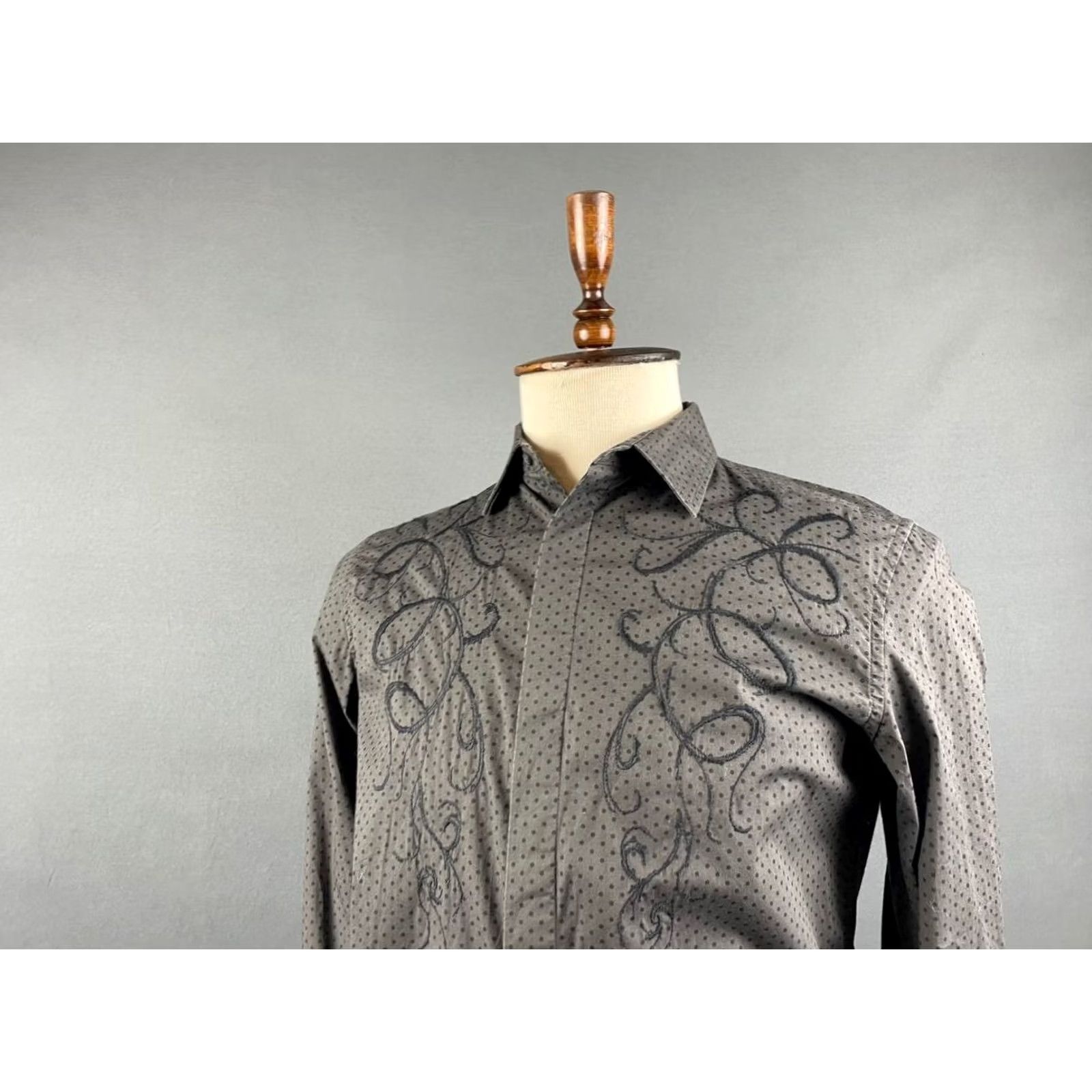 Diesel Diesel Mens Casual Shirt M Gray Cotton Embroidered Long Sleeve Button Up Size US M / EU 48-50 / 2 - 4 Thumbnail