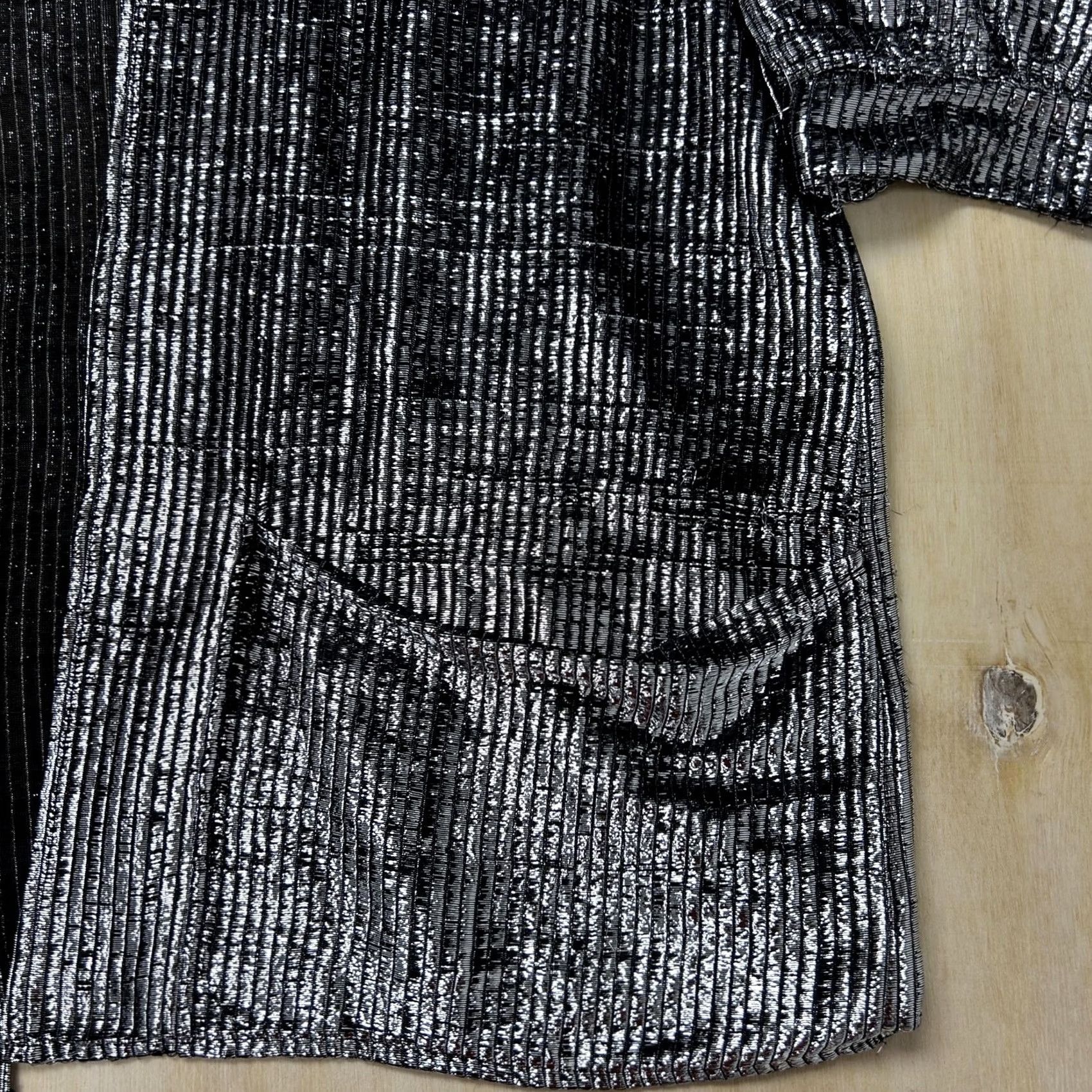 Vintage VINTAGE By Design Jacket Womens XL Kimono Open Front Metallic Striped Party Size XL / US 12-14 / IT 48-50 - 2 Thumbnail