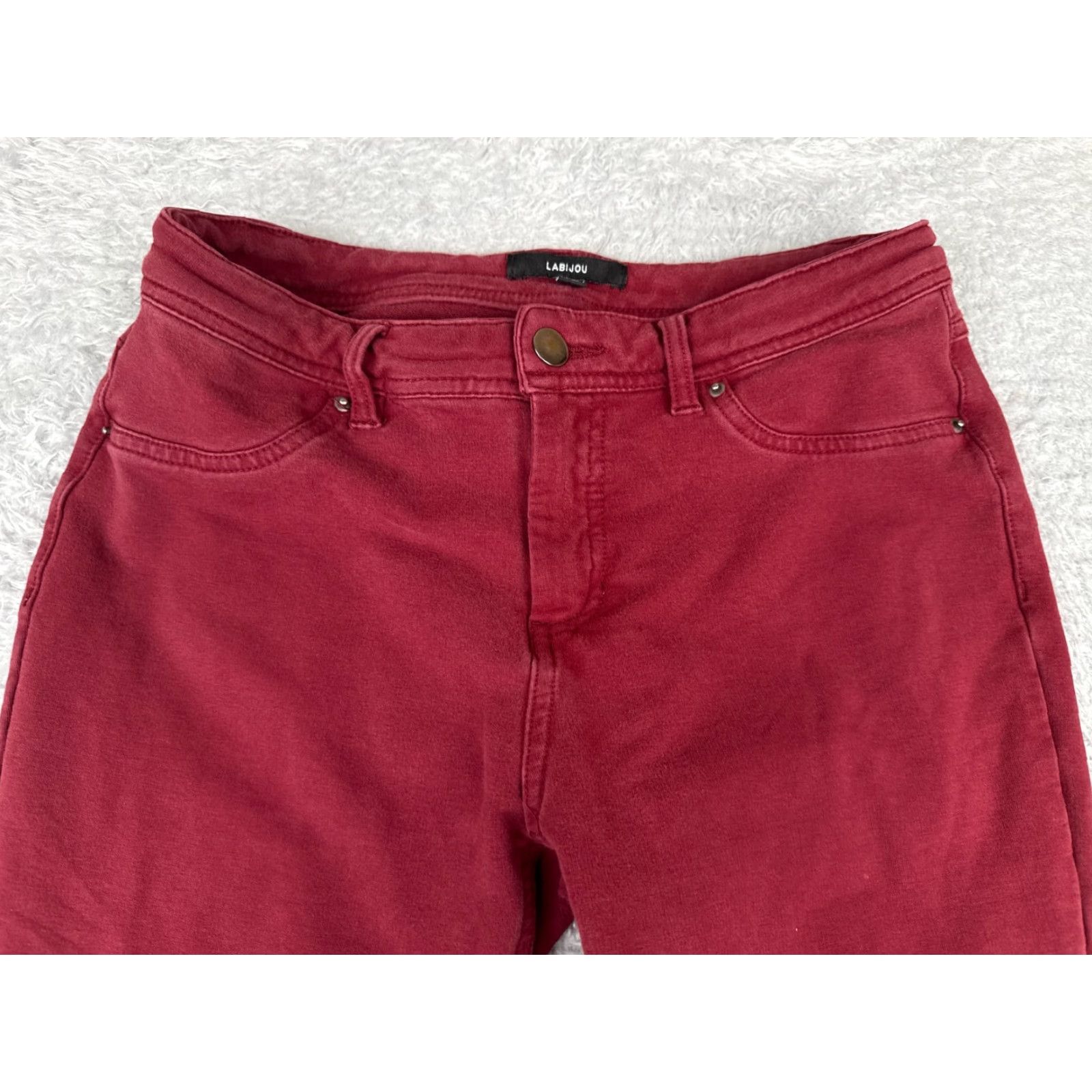 Vintage Labijou Women's Slim Fit Skinny Jeans Red Cotton Blend Stretch 26x30 Mid Rise Modern Design Size 36" / US 14 / IT 50 - 4 Thumbnail
