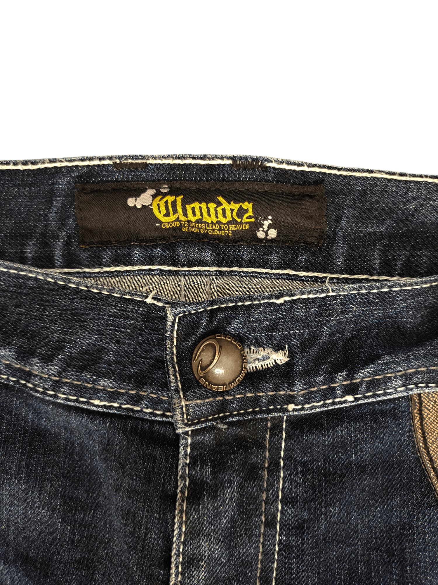 Artful Dodger Vintage Y2k Cloud 72 Embroidered Pocket Clawmark Faded Jeans Size US 36 / EU 52 - 11 Thumbnail