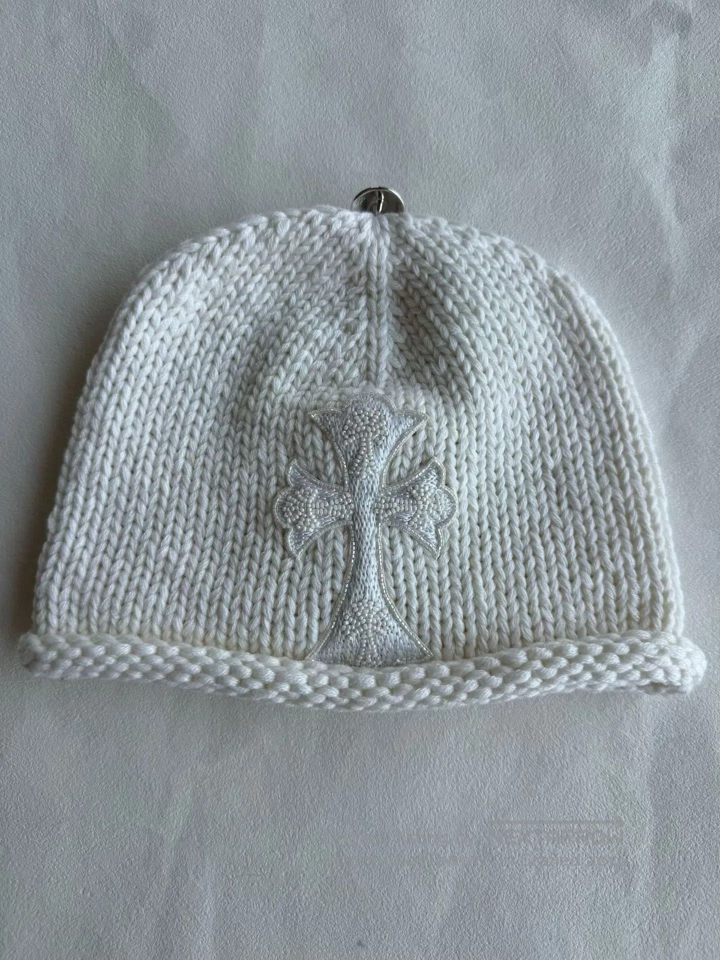 Chrome Hearts Chromehearts New White Pearl Cross Cashmere Beanie. Size ONE SIZE - 1 Thumbnail