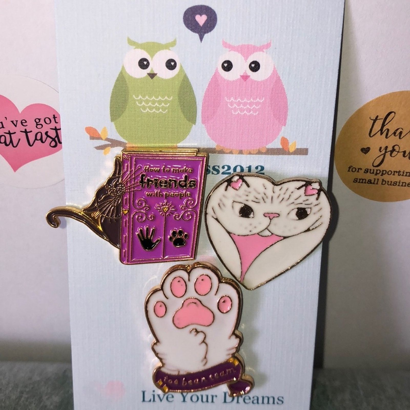 Other 3 Piece Cat Kitten Pin Set Brooch Size ONE SIZE - 1 Thumbnail