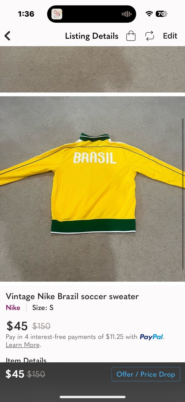Nike Nike brazil soccer sweatshirt Size US S / EU 44-46 / 1 - 1 Thumbnail