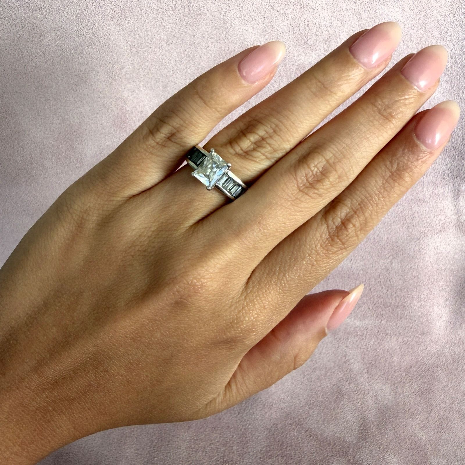 Sterling Silver sterling silver emerald-cut cz engagement ring size 6 Size ONE SIZE - 2 Thumbnail
