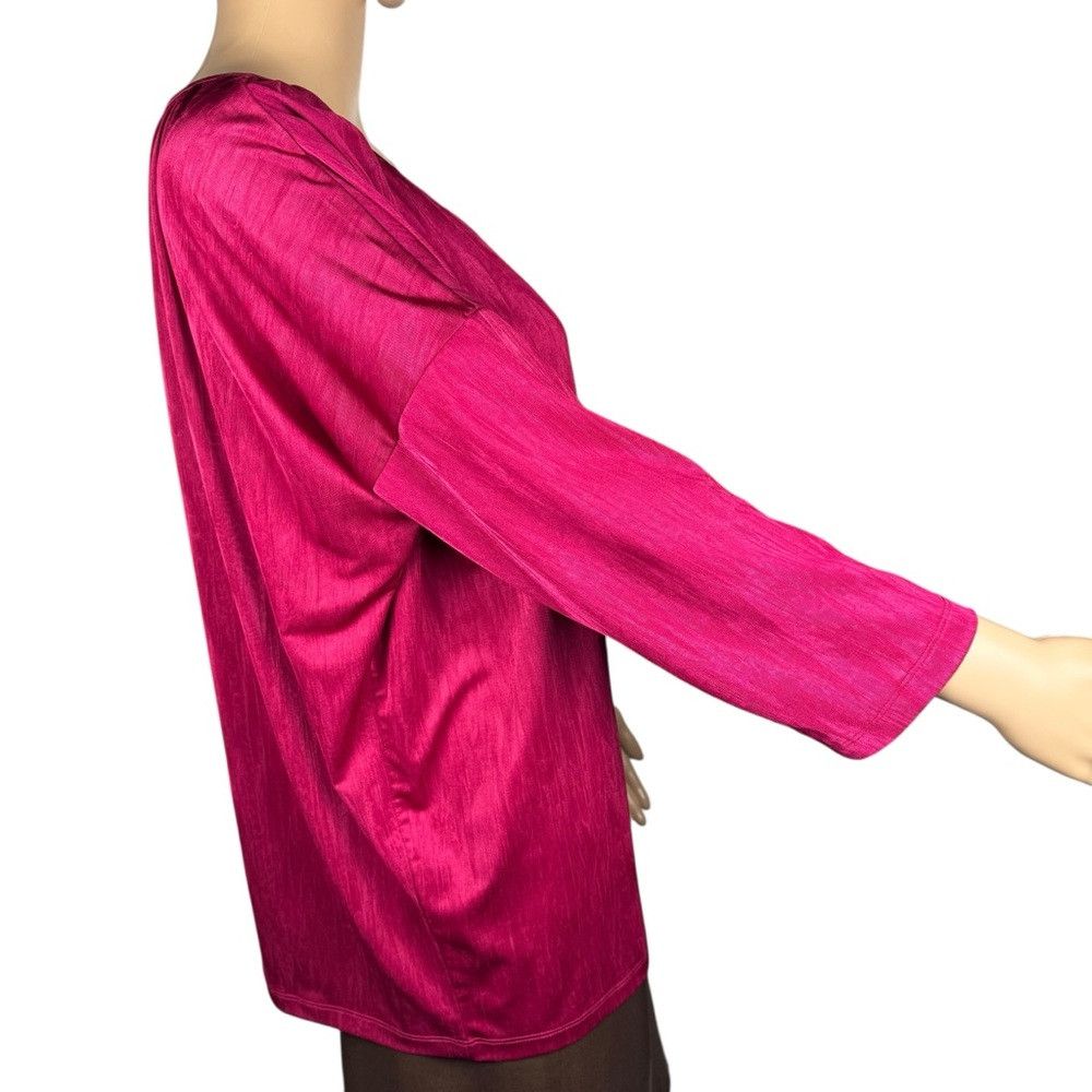 Chicos New Chico's Tukana Raspberry Evening Shine 3/4 Sleeves Top Size L / US 10 / IT 46 - 4 Thumbnail