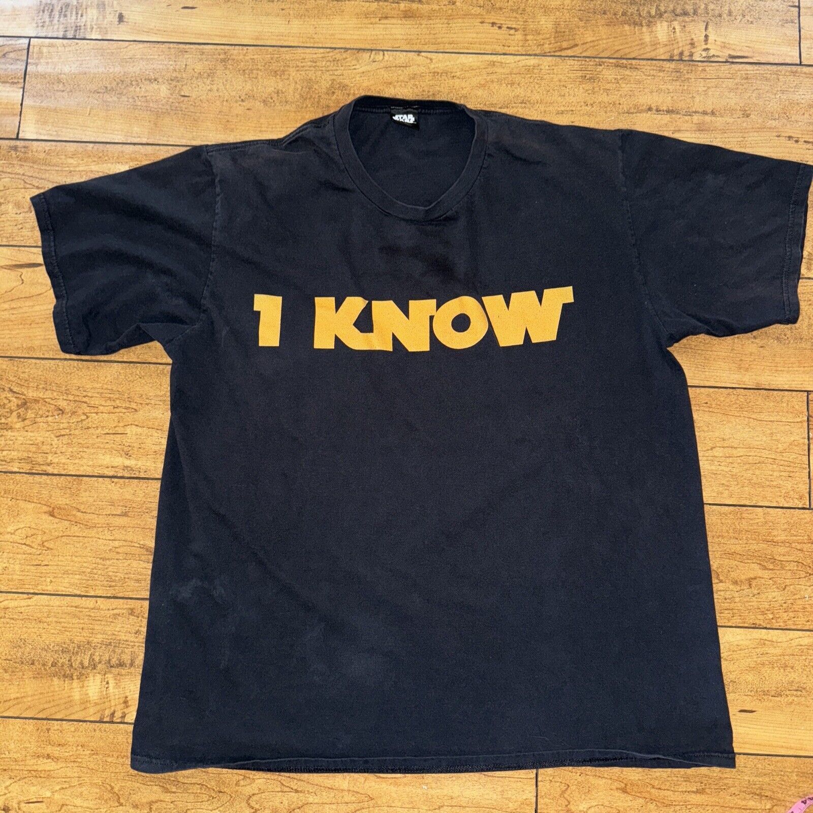 Vintage Star Wars Hans Solo I KNOW T shirt size XL Black Gold 22x28 Size US L / EU 52-54 / 3 - 1 Thumbnail