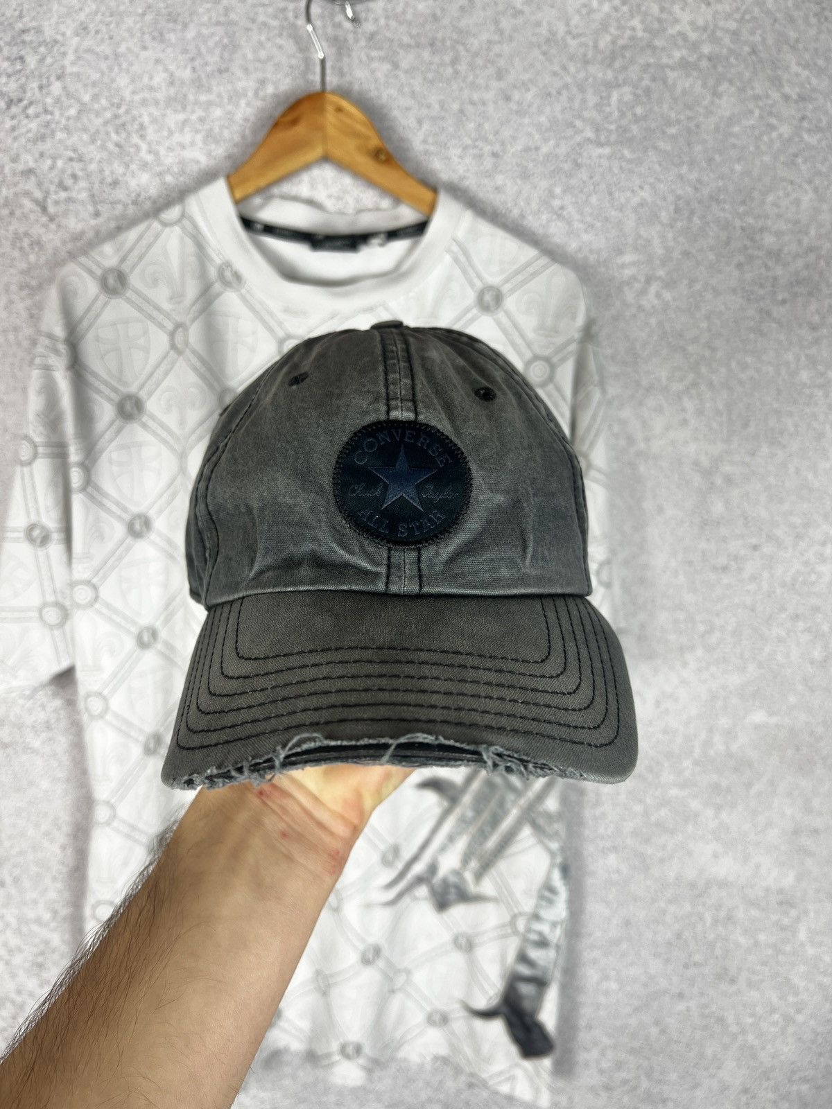 Converse Vintage Converse All Star Distressed Trashed Cap Hat Size ONE SIZE - 2 Thumbnail