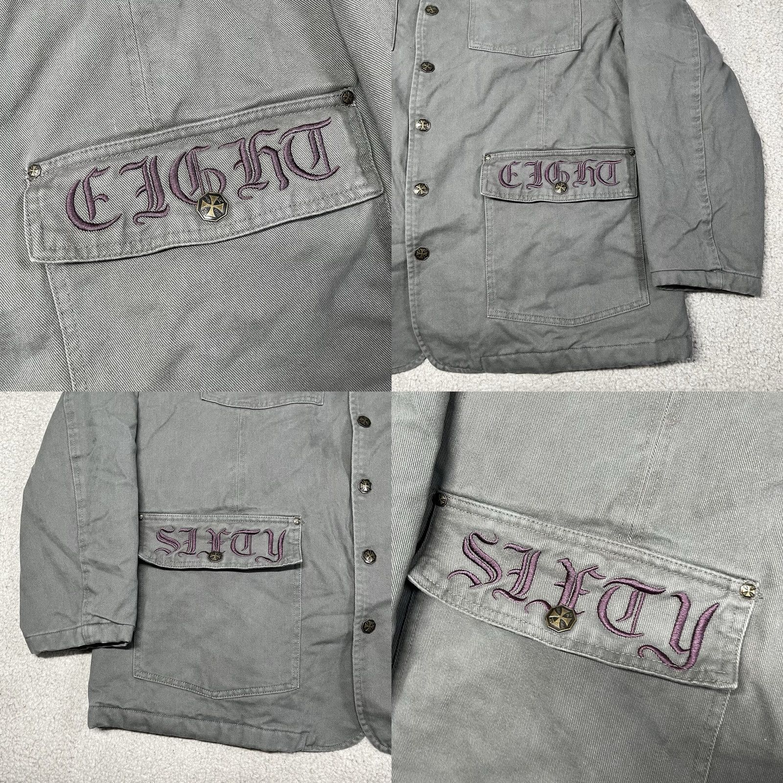 Vintage VINTAGE Blac Label Jacket Mens 3XL Gray Y2K Embroidered Grunge Military Coat Goth Shirt? Size US XXL / EU 58 / 5 - 8 Thumbnail