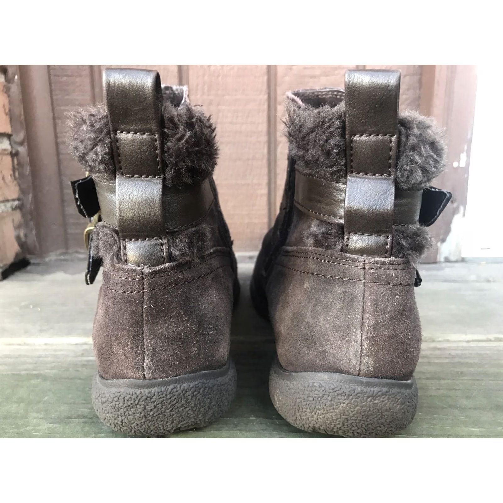 Vintage VINTAGE BASS ELLAMAY WOMENS SZ 9M BROWN LEATHER SIDEZIP BUCKLE MONKSTRAP ANKLE BOOTS-377 Size US 9 / IT 39 - 4 Thumbnail