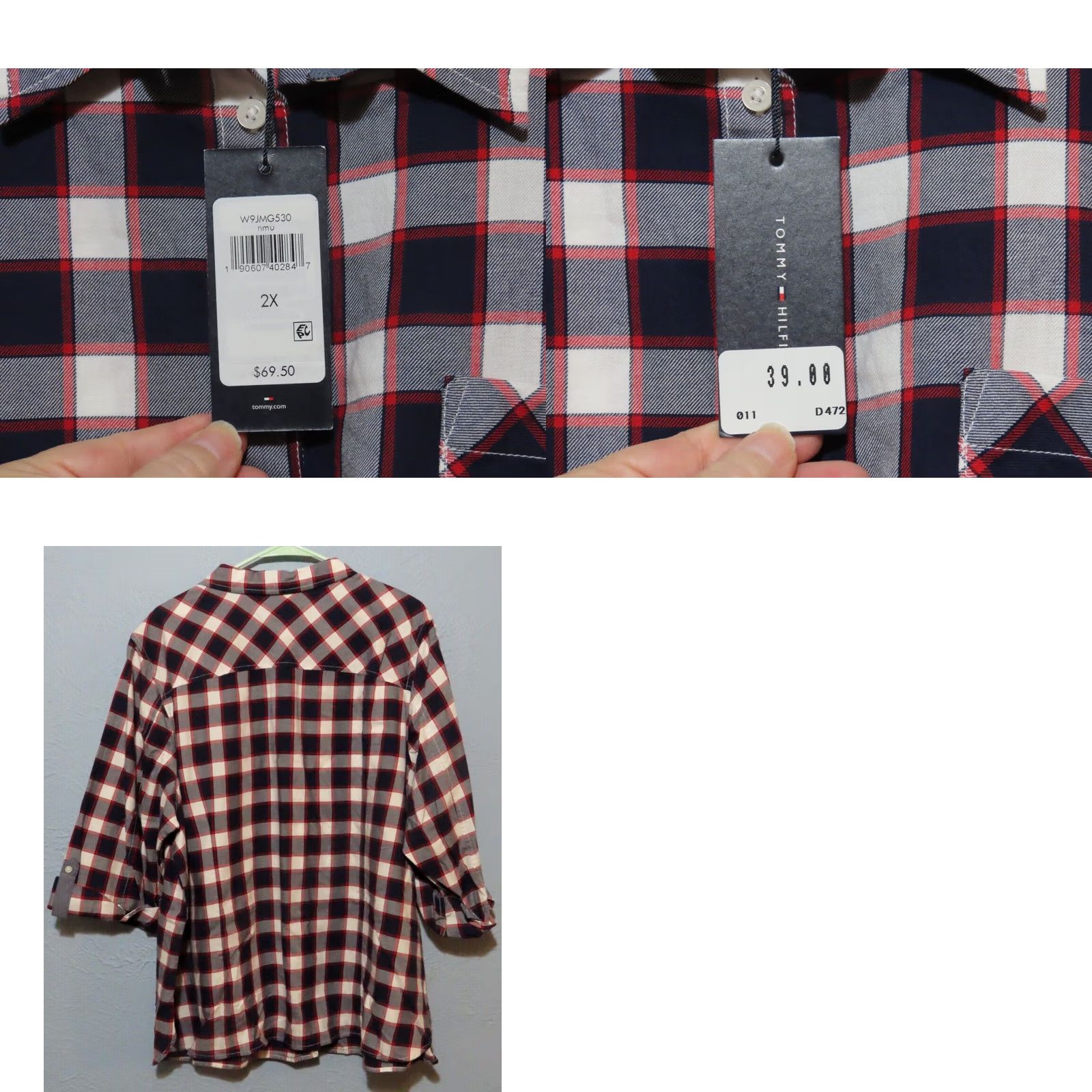 Tommy Hilfiger Tommy Hilfiger Button-Up Shirt Women's Long Sleeve Roll Tab Plaid Red White Blue Logo Pocket Black 2XL Regular Mens? Size XXL / US 16-18 / IT 52-54 - 8 Thumbnail