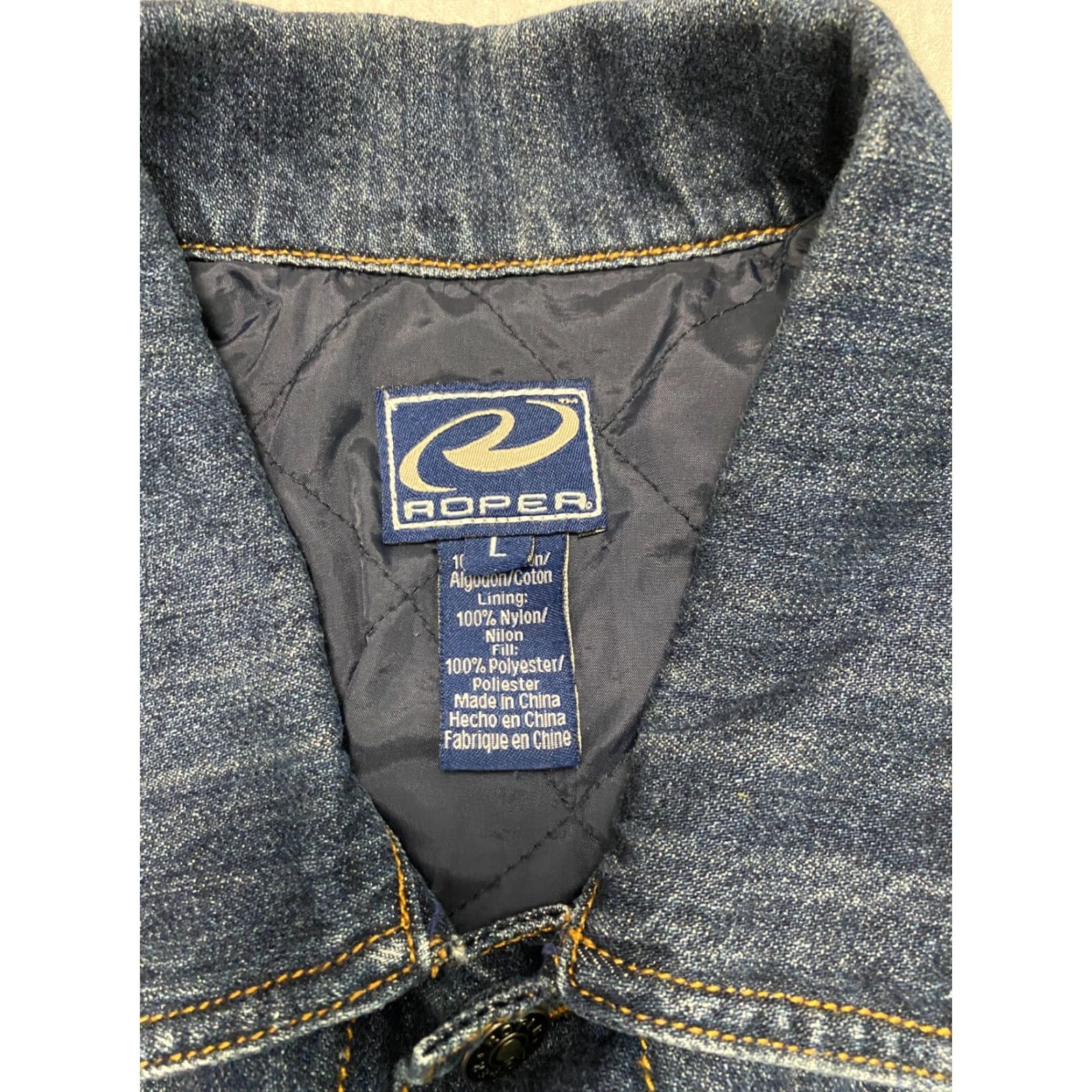 Roper Roper Jacket L Mens Size L Western Solid Denim Cotton Blue Regular Button Lined Nylon Poylester Spring Fall Winter Career: Outer, Casual, Travel Size US 33 - 5 Thumbnail