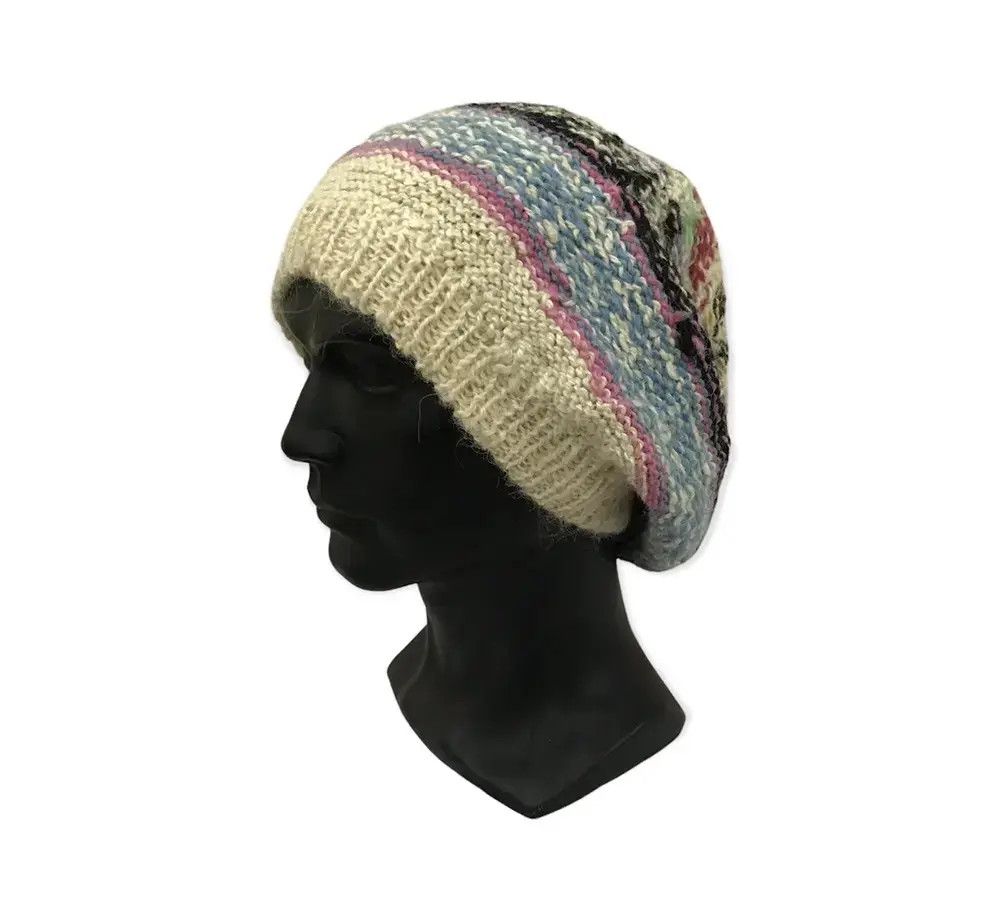 Handmade Japanese Brand Knit Multicolour Beanie Hat Size ONE SIZE - 2 Thumbnail