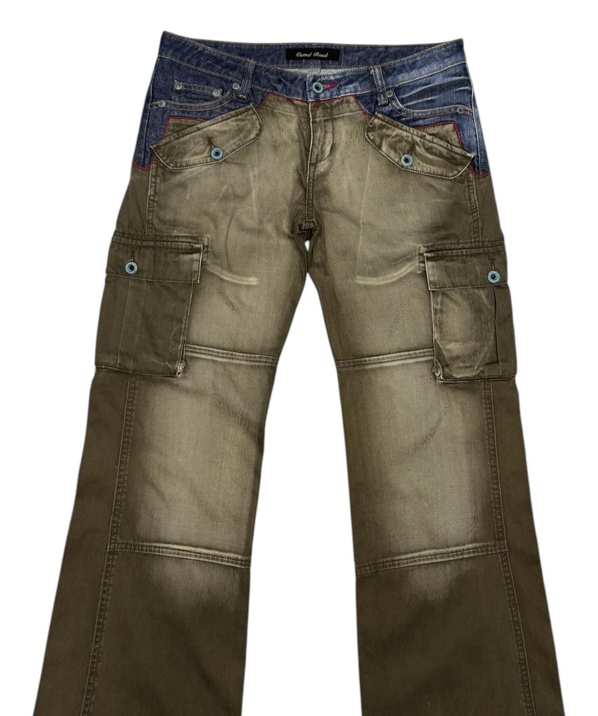 General Research 🔥RARE VINTAGE JAPANESE CAMEL ROAD HYBRID CARGO FLARED JEANS Size US 32 / EU 48 - 3 Thumbnail