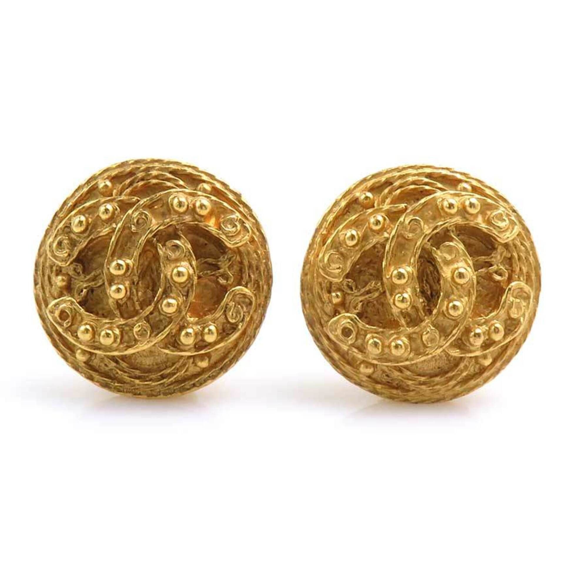 Chanel Chanel earrings, Coco Mark design, metal, gold, women's, e61810i Size ONE SIZE - 1 Thumbnail
