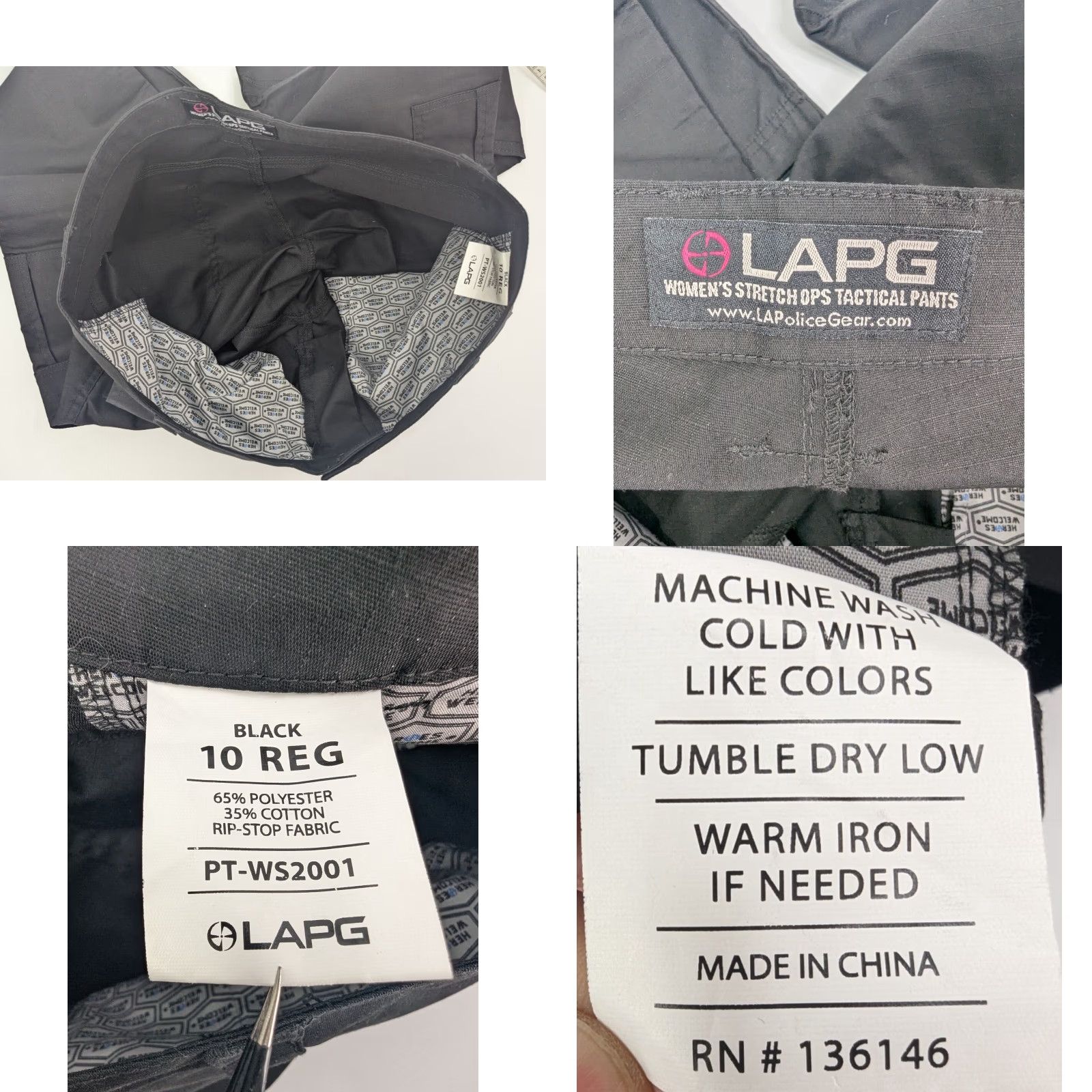 Vintage LAPG OPS Tactical Cargo Ripstop Pants Women's 10 Black Articulating Knees Size 32" / US 10 / IT 46 - 8 Thumbnail