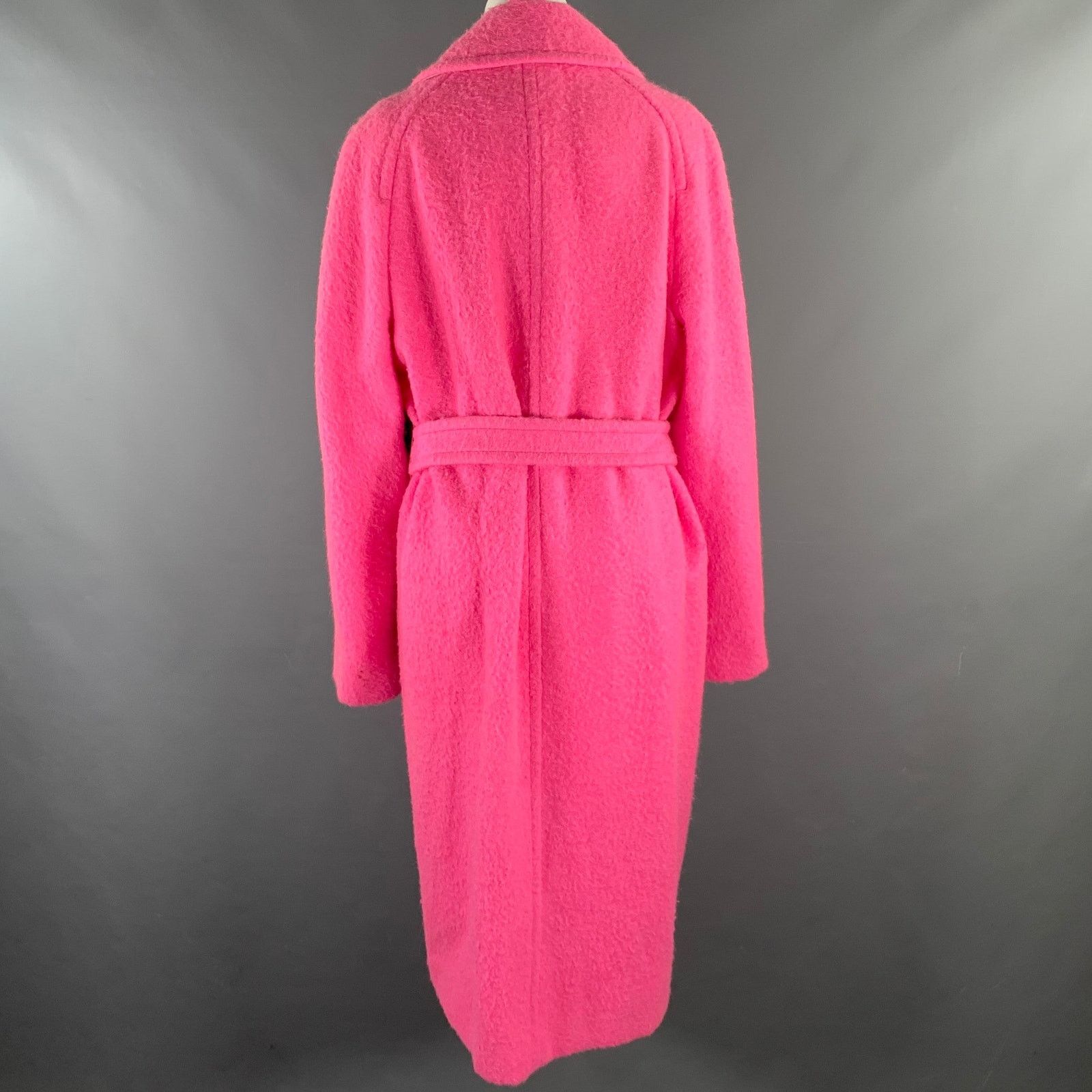 HELMUT LANG Size M Pink Alpaca Wool Textured Belted Coat