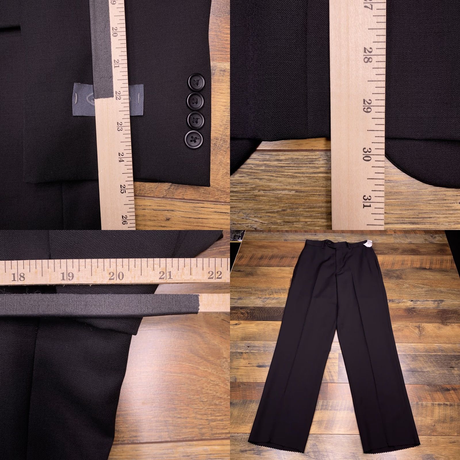 Pronto Uomo Pronto Uomo 3 Piece Suit Jacket Pants Vest Black Wool 38R 30 New Vintage No Size 38R - 9 Thumbnail