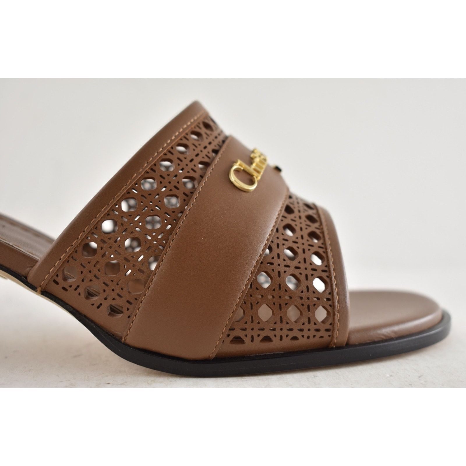 Dior Dior D-Lane Down Town Brown Leather Slide Heel Sandal 39 Size US 9 / IT 39 - 4 Thumbnail