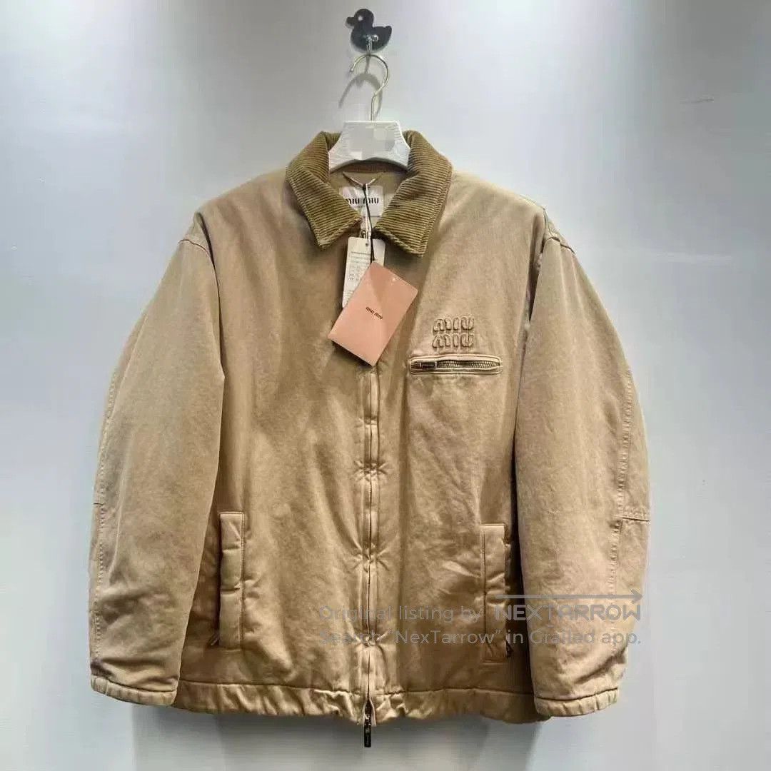 Miu Miu Miumiu Logo Embroidery Khaki Jacket. Size M / US 6-8 / IT 42-44 - 1 Thumbnail
