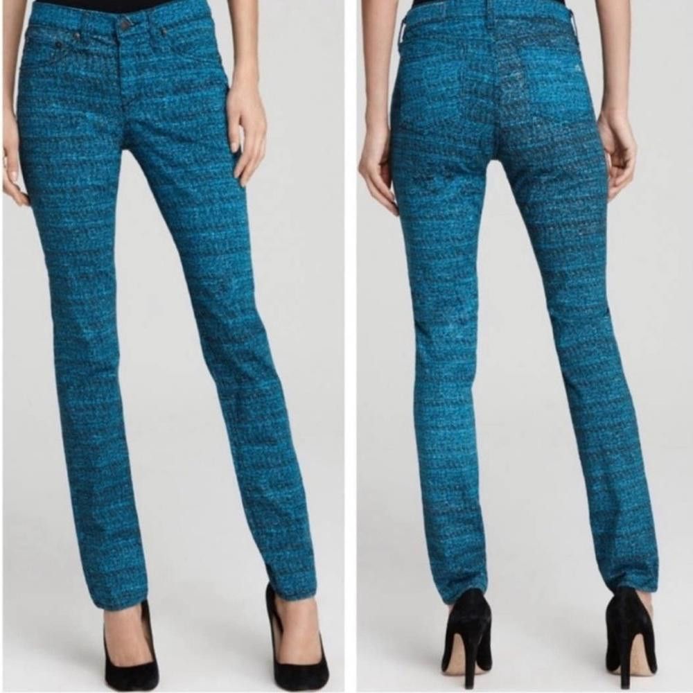 Rag & Bone Rag & Bone Turquoise Blue Black Tweed Print Stretch Pant 30 Size 30" / US 8 / IT 44 - 2 Thumbnail