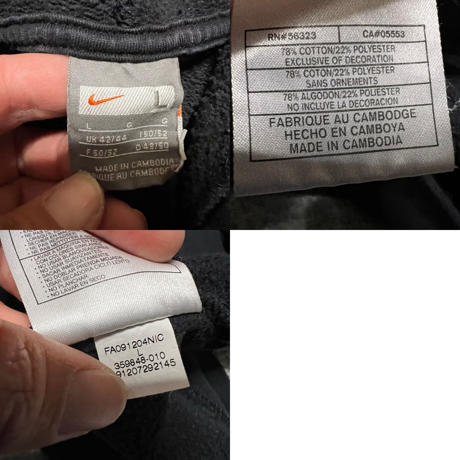 Nike VINTAGE Nike Beast Football Center Swoosh Silver Tag Hoodie Sweatshirt Men Large Black Stain Low-residual, Pullover, Regular Size L Size US L / EU 52-54 / 3 - 8 Thumbnail
