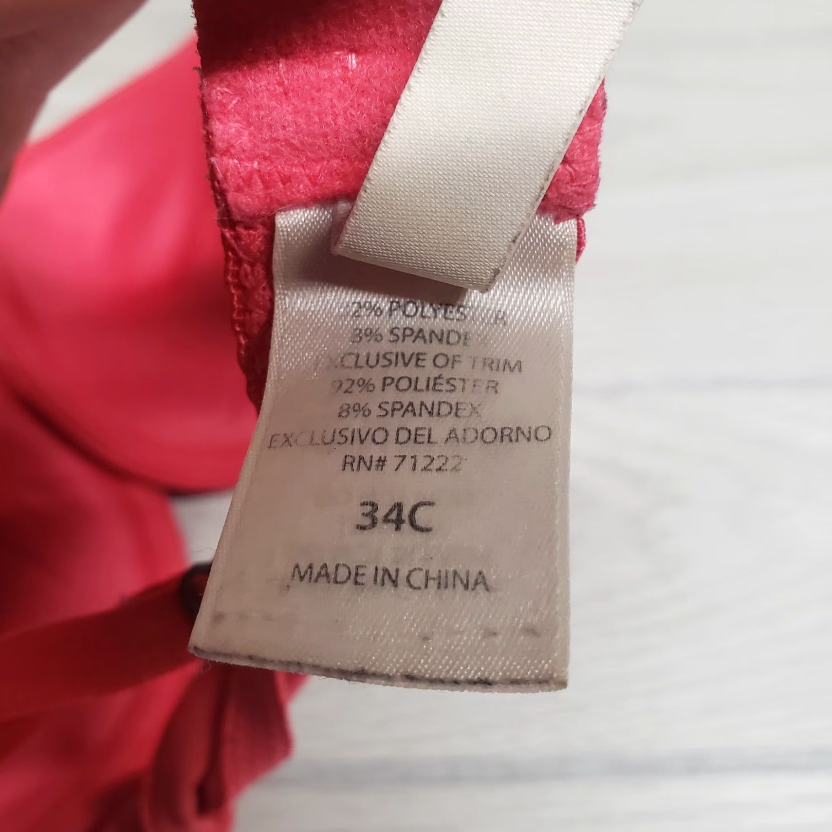 Jessica Simpson Jessica Simpson Bra 34C Pink Red PushUp Underwire Lace Solid Women Size ONE SIZE - 4 Thumbnail