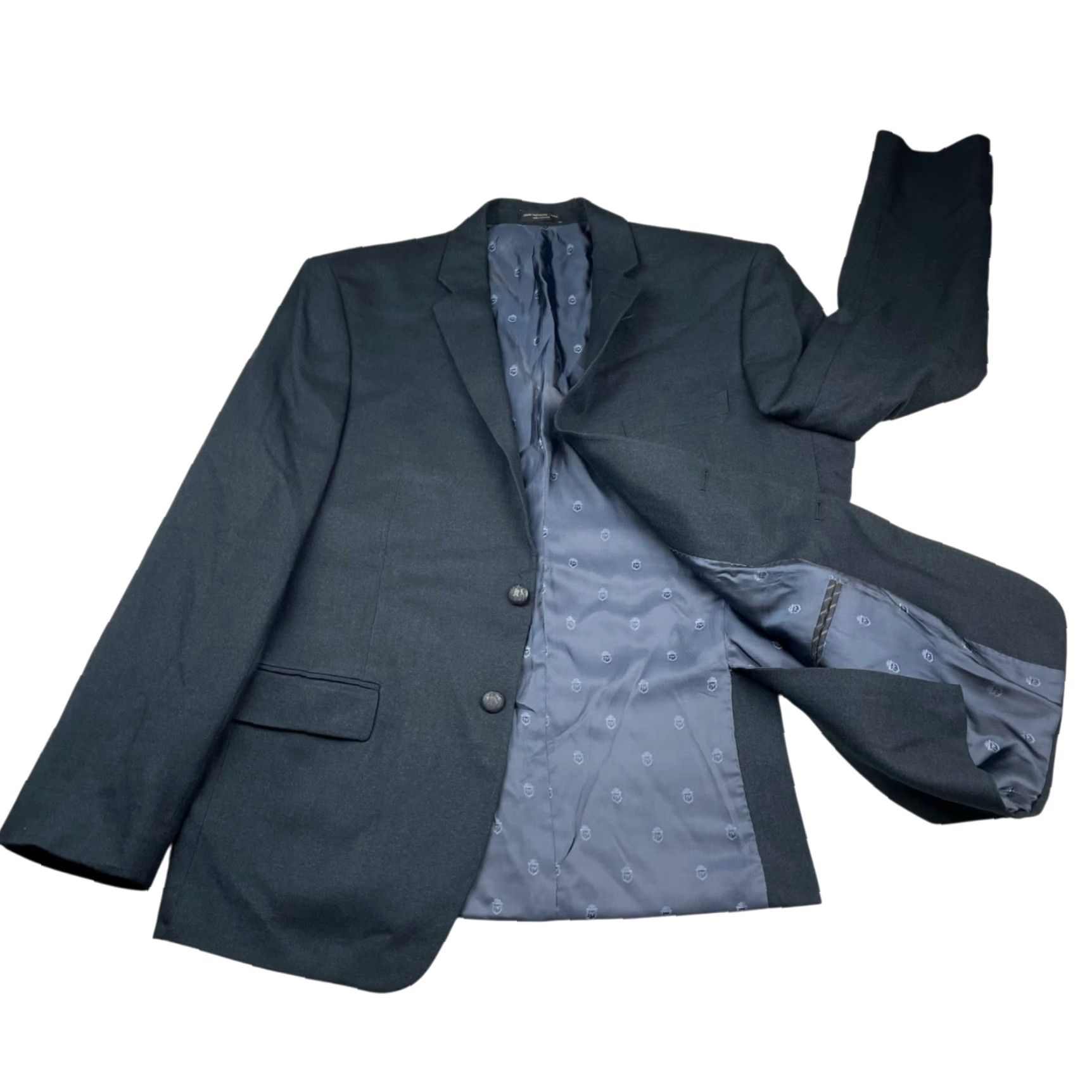 John Varvatos John Varvatos Blazer Men 44R Navy Blue 2-Button Notch Solid Polyester Viscose Mens Size 44R - 3 Thumbnail