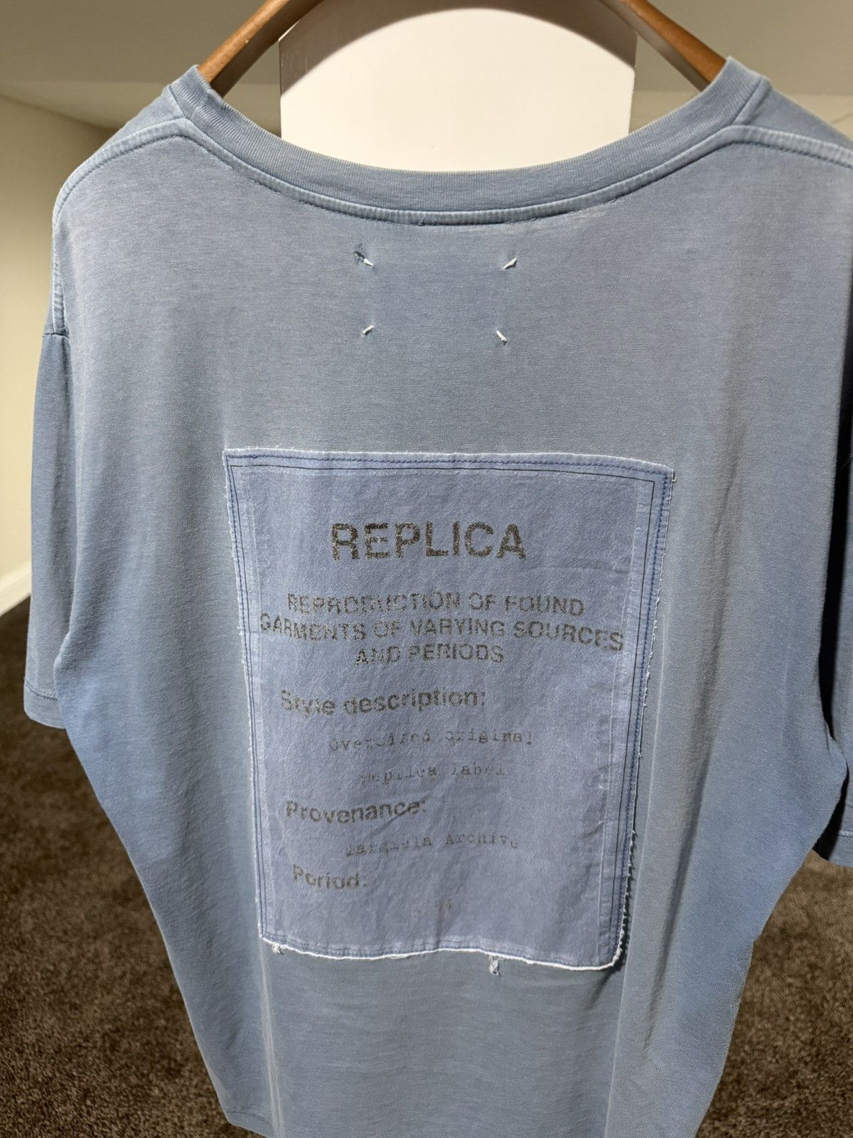 Maison Margiela Maison Margiela Replica Logo Faded Blue Oversized T-Shirt Size US S / EU 44-46 / 1 - 3 Thumbnail