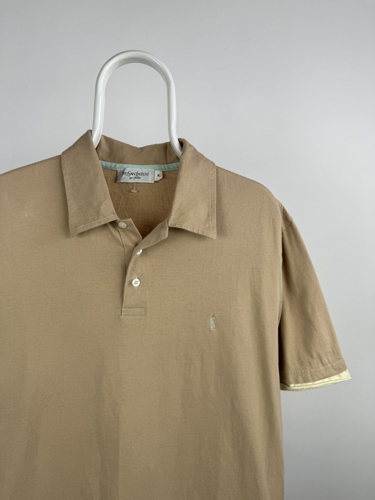 Vintage × Yves Saint Laurent Vintage Yves Saint Lauren YSL Basic Beige Polo Size US XL / EU 56 / 4 - 2 Thumbnail
