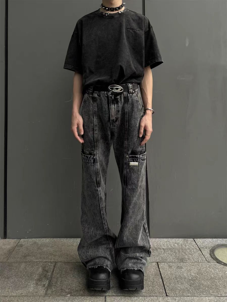 Japanese Brand × Jean Patchwork distressed legged raw edge baggy jeans Size US 30 / EU 46 - 5 Thumbnail