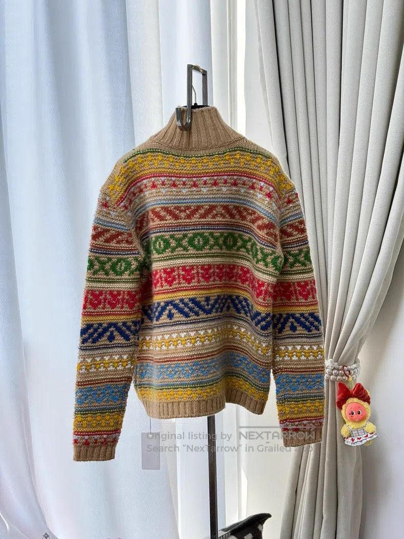 Loro Piana Loro Piana Khaki Mixed Color Snowflake Pattern Long Sleeve Size XS / US 0-2 / IT 36-38 - 2 Thumbnail