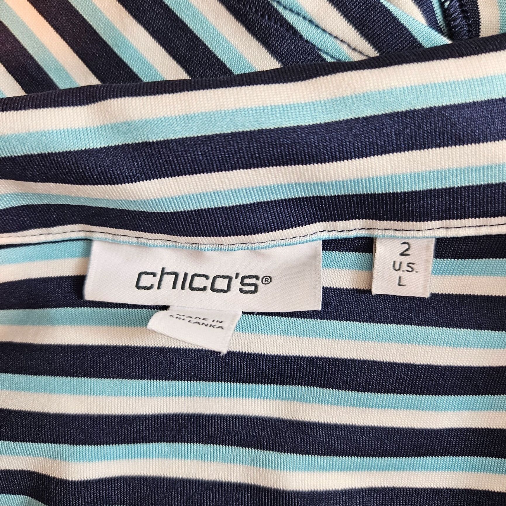 Vintage Chico's Women Top Blouse Shirt Shirt Chicos Womens Top Sz Large Blue White Striped Short Sleeve Pullover Collared Basic Vintage No N/A Size L / US 10 / IT 46 - 5 Thumbnail