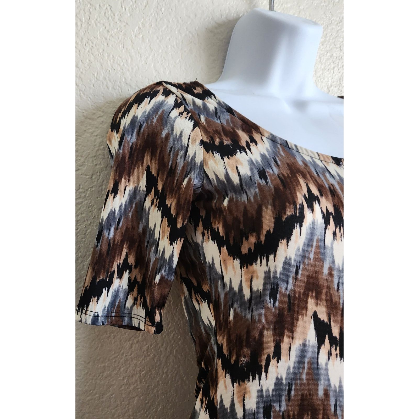 Other Fashion Dazzle Brown Black Gray Chevron Striped Dress XS Size XS / US 0-2 / IT 36-38 - 2 Thumbnail