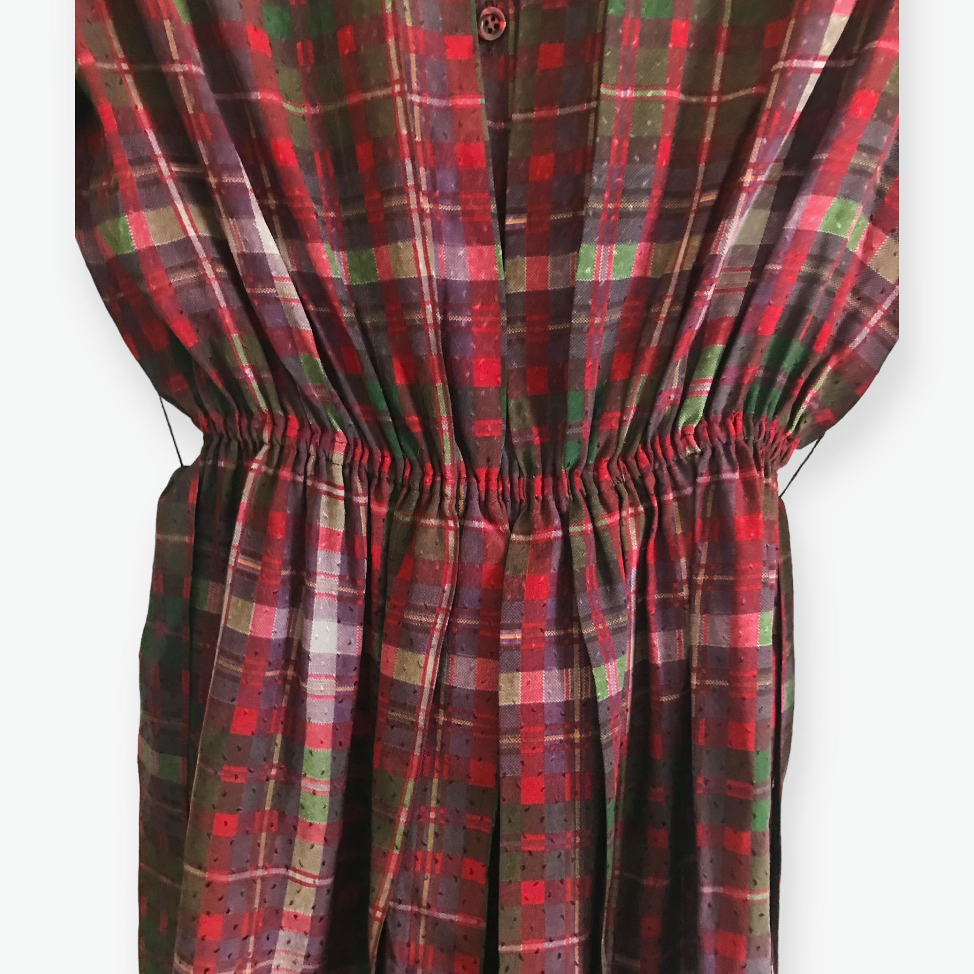 Other 1980s Christian Aujard Plaid Silk Midi Dress Made in Italy Size S / US 4 / IT 40 - 10 Thumbnail