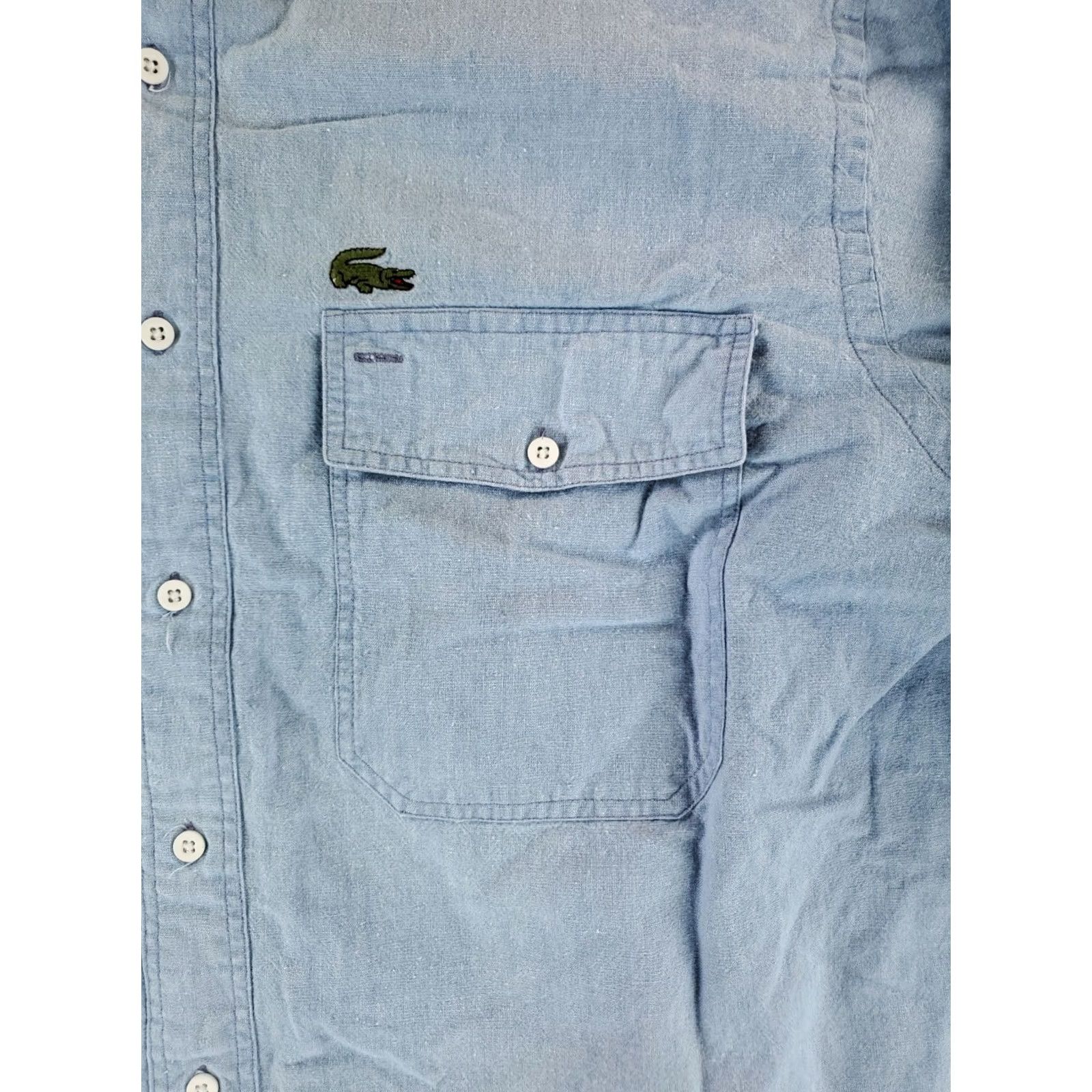 Izod VINTAGE Izod Lacoste Shirt Chambray Button Down Blue Long Sleeve Mens L Size US L / EU 52-54 / 3 - 3 Thumbnail