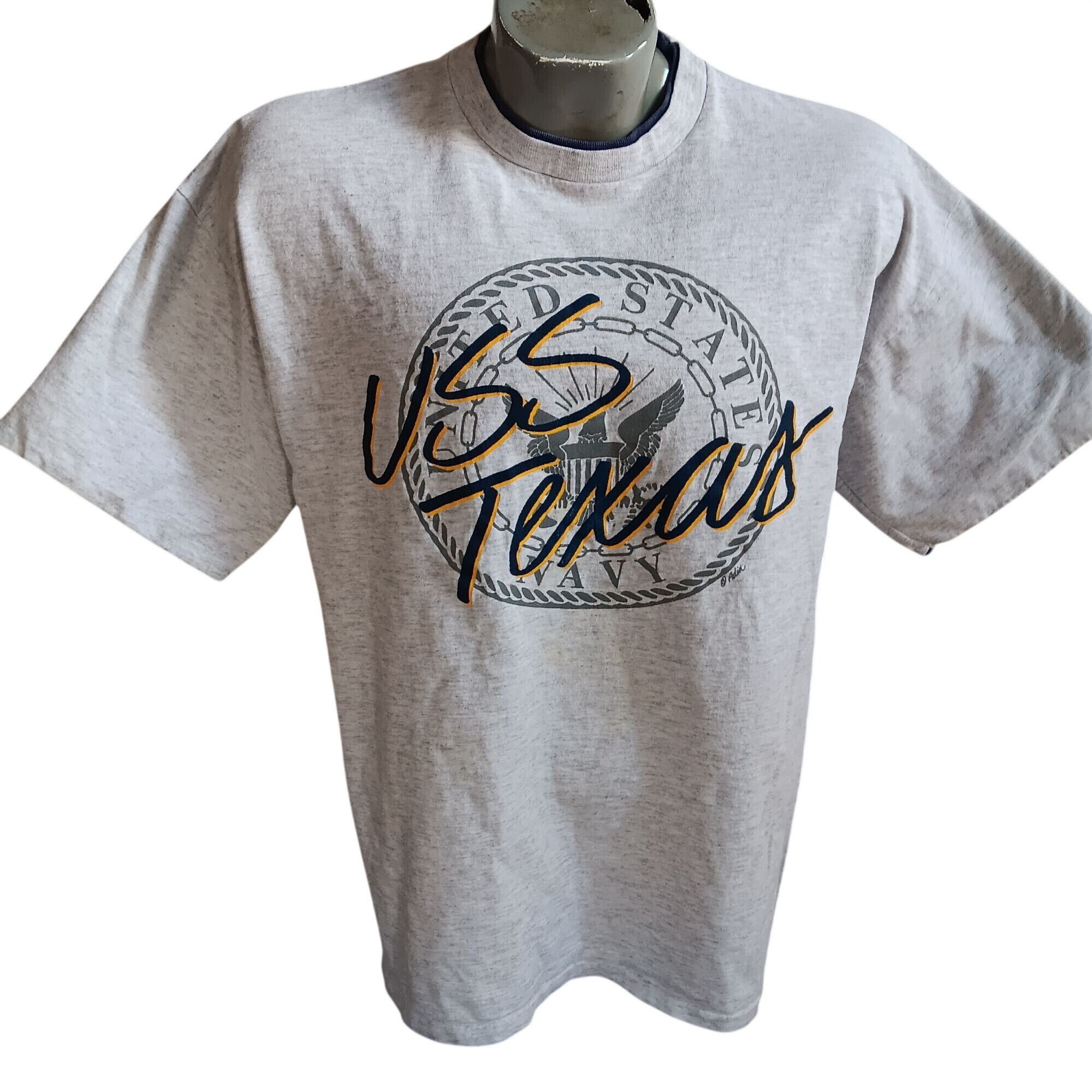 Vintage Single Stitch Puff Print Vintage Men's T-shirt XL USS Texas Size US XL / EU 56 / 4 - 1 Thumbnail