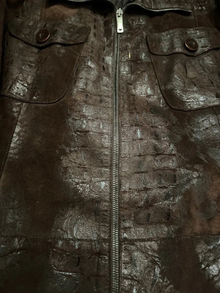 Emporio Armani FW2005 Emporio Armani Brown Crocodile Effect Textured Leather Jacket Size US M / EU 48-50 / 2 - 10 Thumbnail